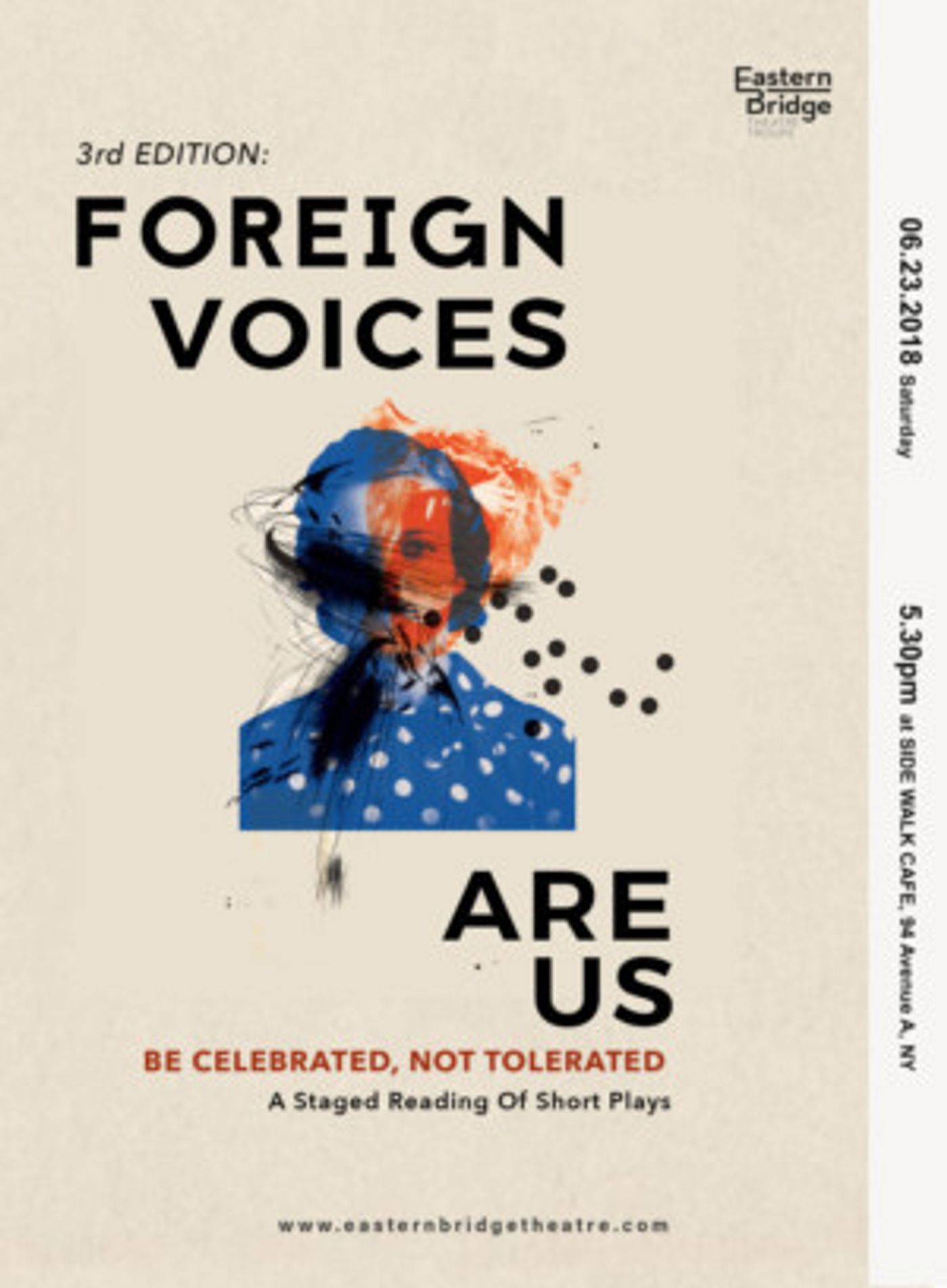 Eastern Bridge Theatre Troupe Presents 'Be Celebrated, Not Tolerated – A Reading Of Short Plays'  Image