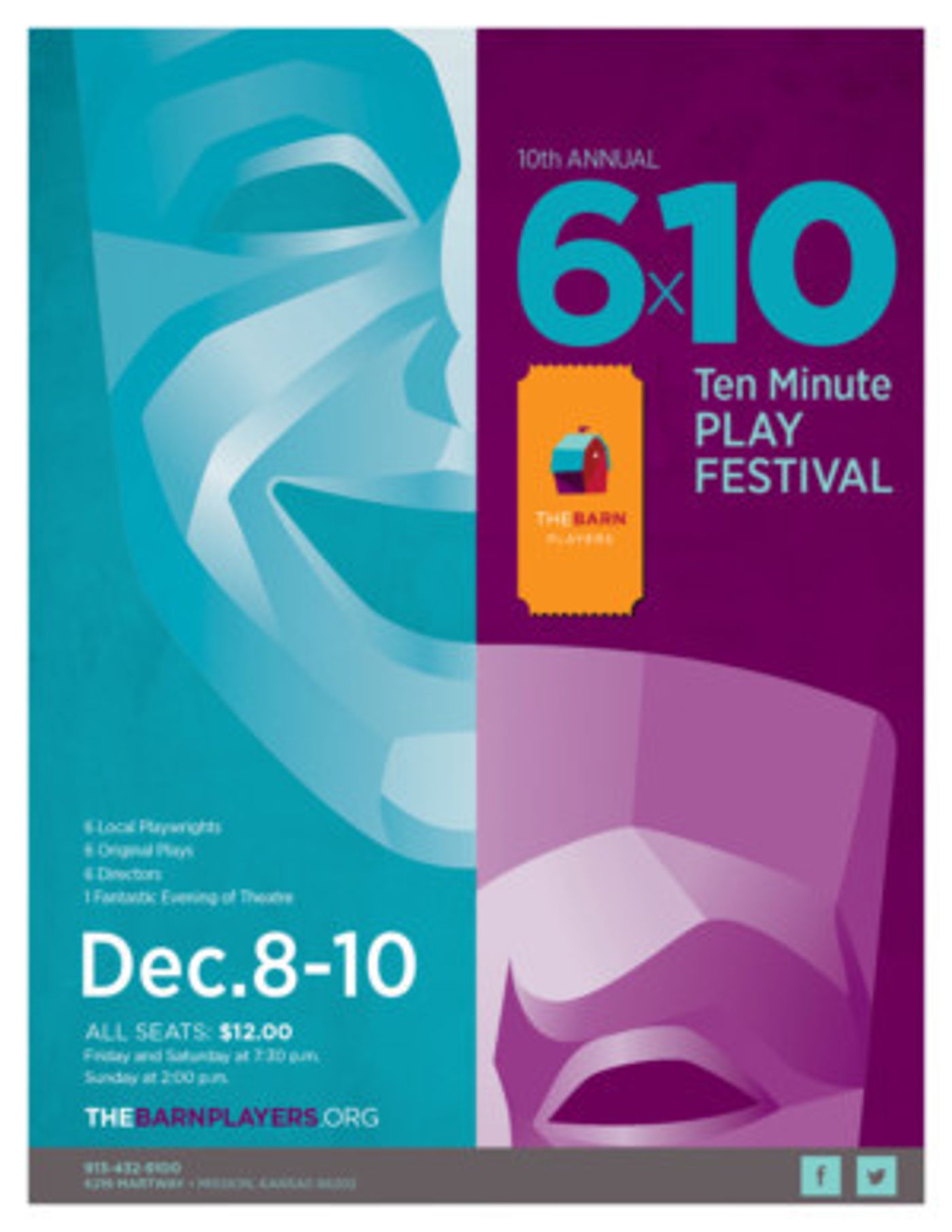 The Barn Players presents 2017 6 X 10 TEN MINUTE PLAY FESTIVAL  Image