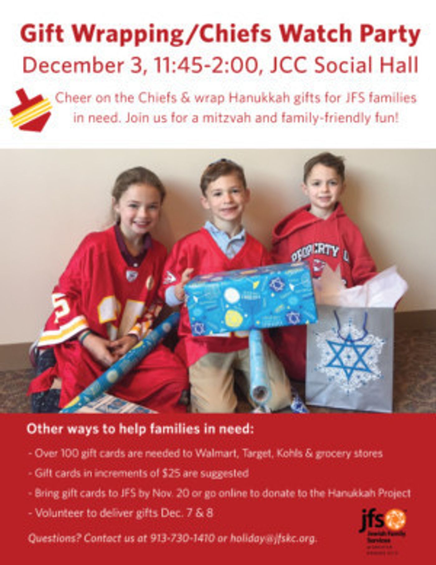 Jewish Family Services Hosts Hannukah Gift Wrap Party For Those In Need  Image