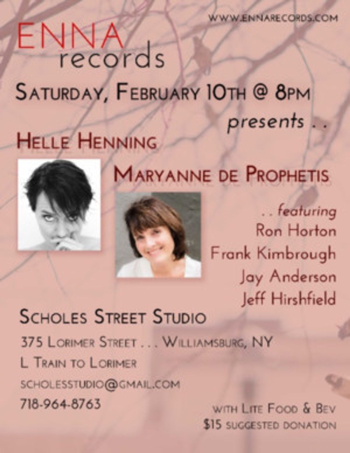 ENNA Records presents Maryanne De Prophetis TRIO & Helle Henning Quartet, 2/10  Image