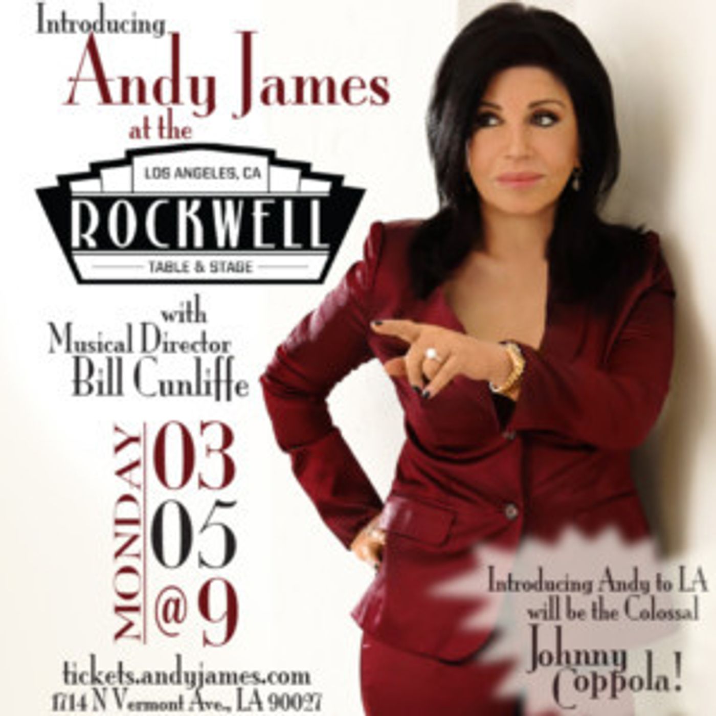 Jazz Singer Andy James Makes L.A. Concert Debut with The Legendary Bill Cunliffe and Johnny Coppola  Image