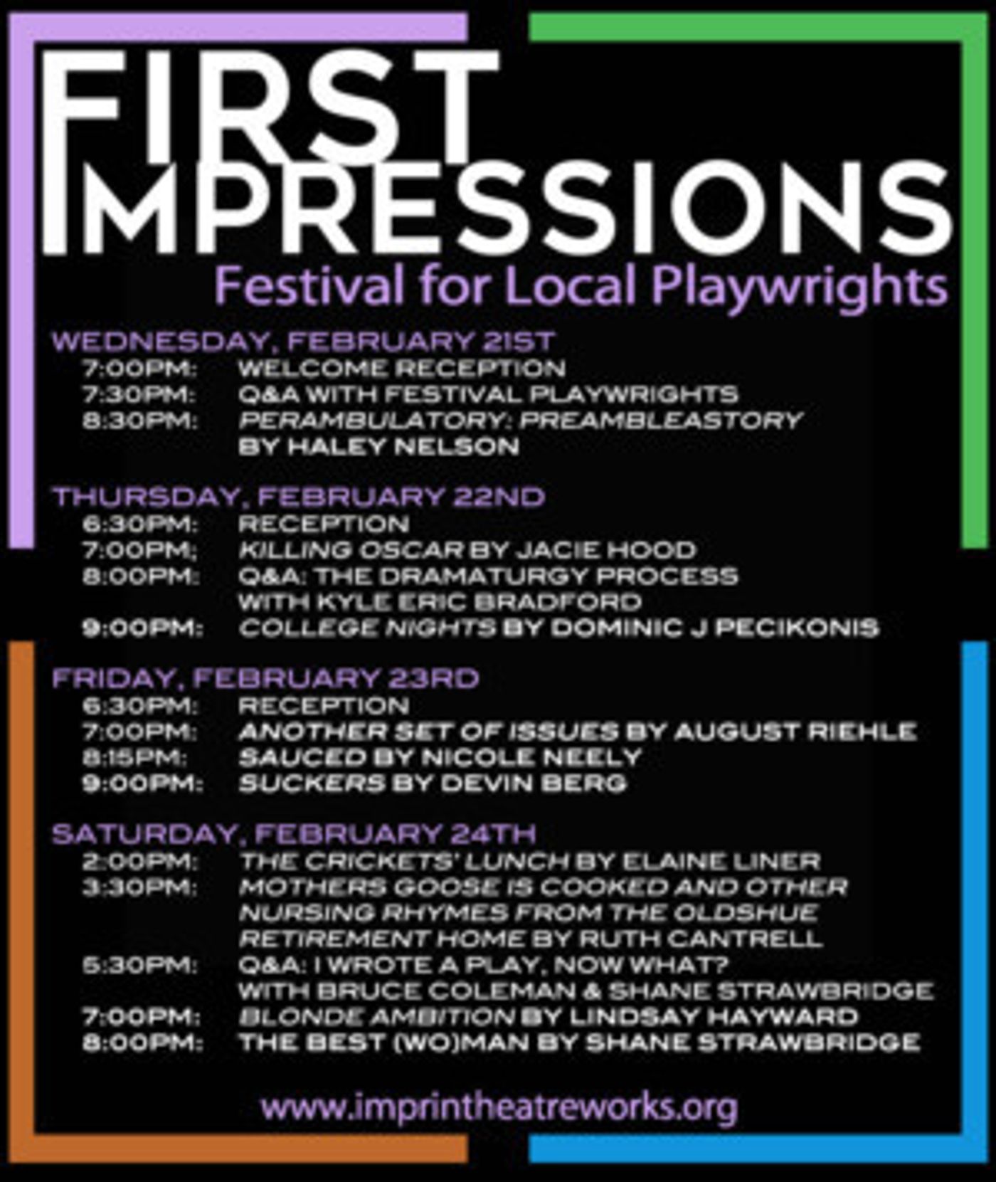 Imprint Theatreworks presents FIRST IMPRESSIONS THEATRE FESTIVAL  Image