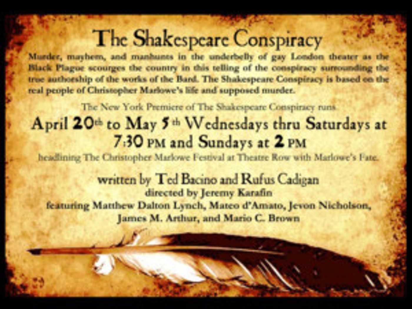 THE SHAKESPEARE CONSPIRACY Begins Previews At Theater Row, 4/20  Image