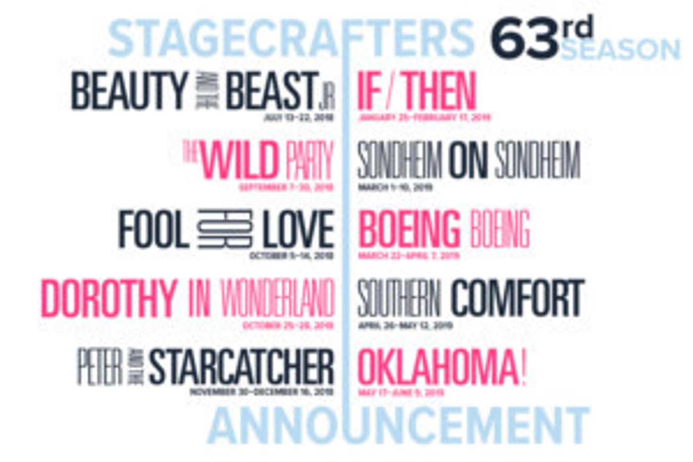 Stagecrafters 2018-19 Season Features Something for Everyone!  Image