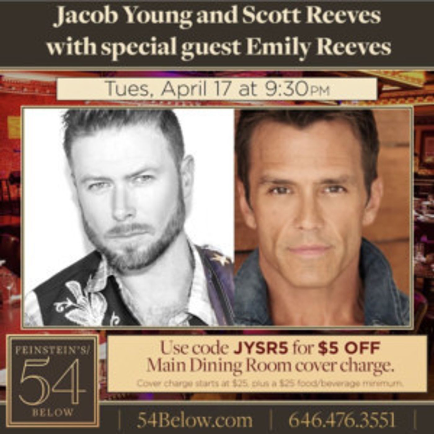 Soap Stars Jacob Young And Scott Reeves To Play An Acoustic Evening Of Country Music At Feinstein's/54 Below  Image