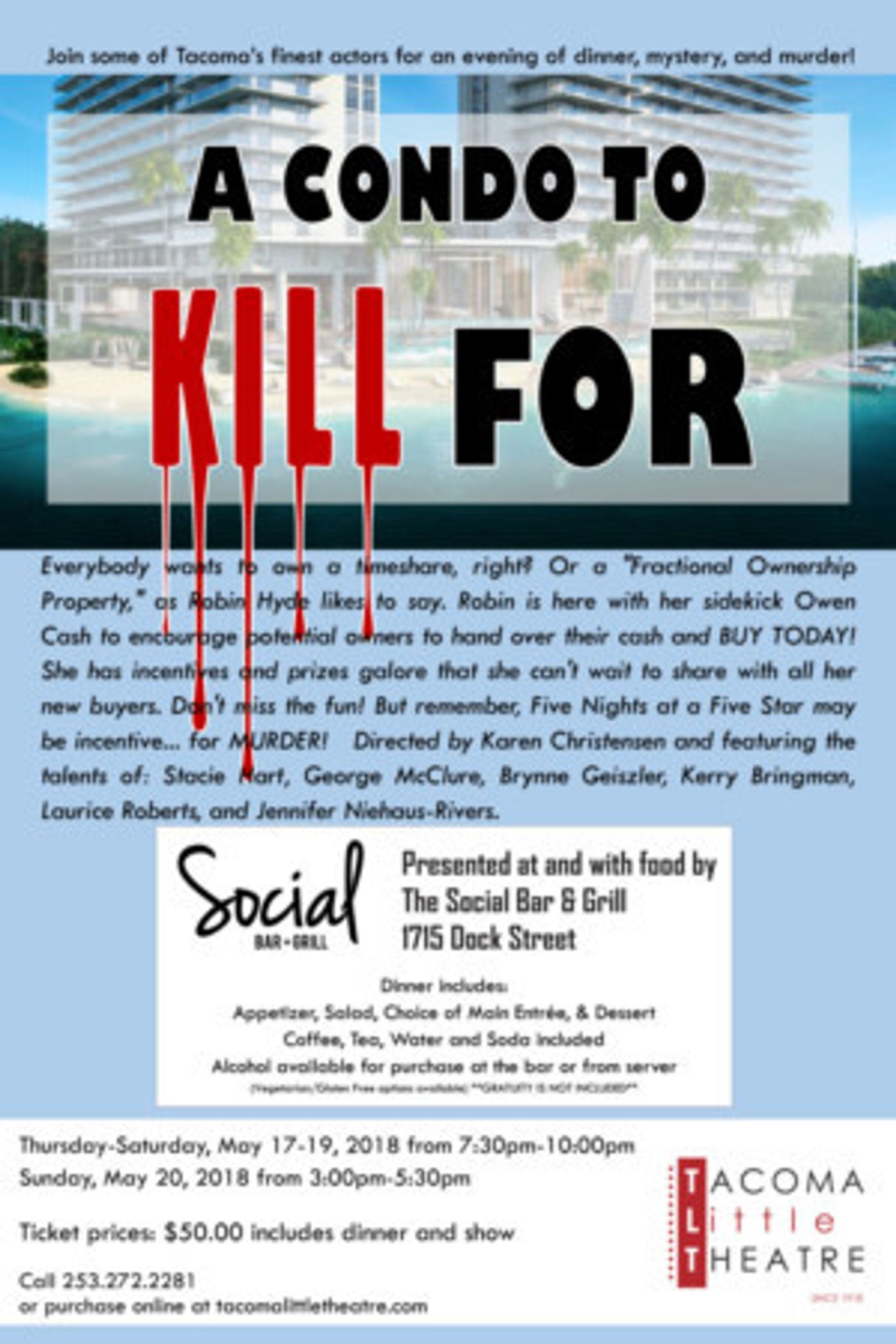 Tacoma Little Theatre Presents-A CONDO TO KILL FOR, A Murder Mystery Dinner  Image