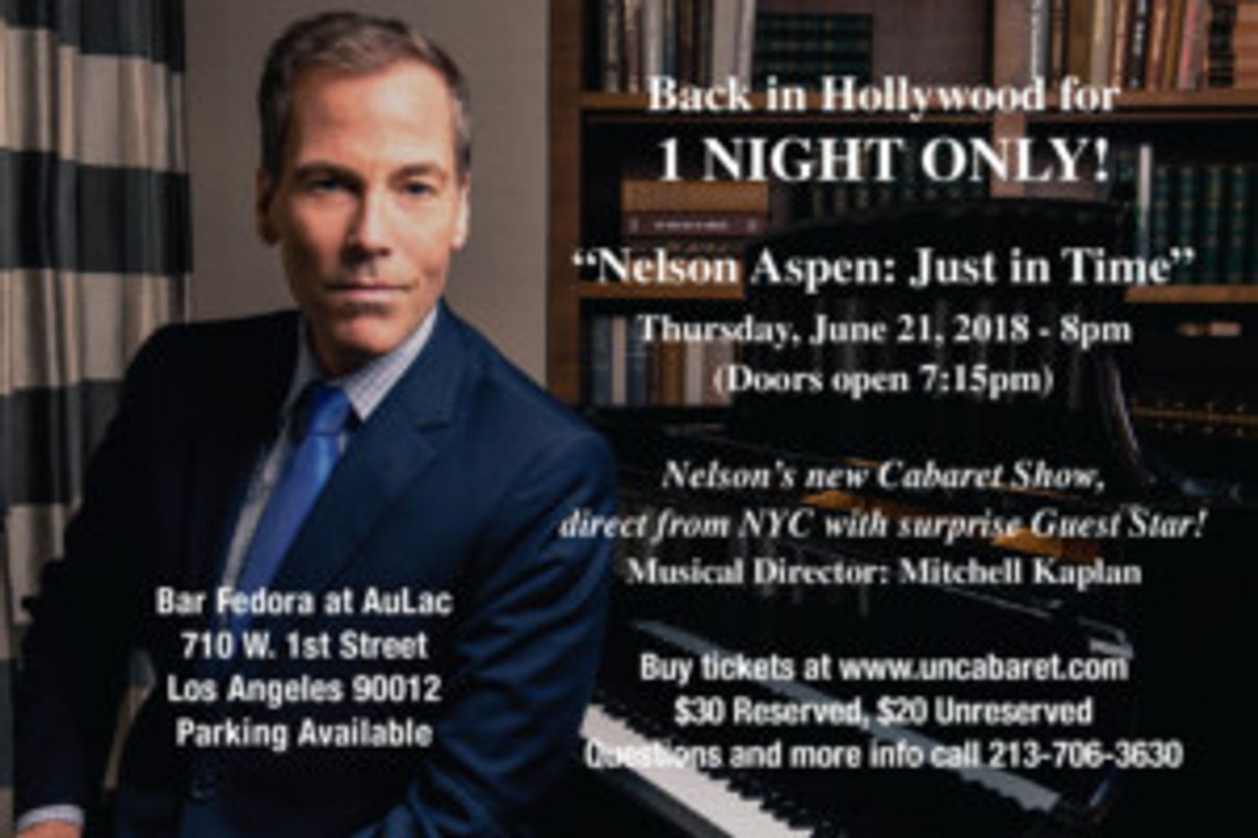 Nelson Aspen Returns to Hollywood With His All New Cabaret Show, 'Just in Time'  Image