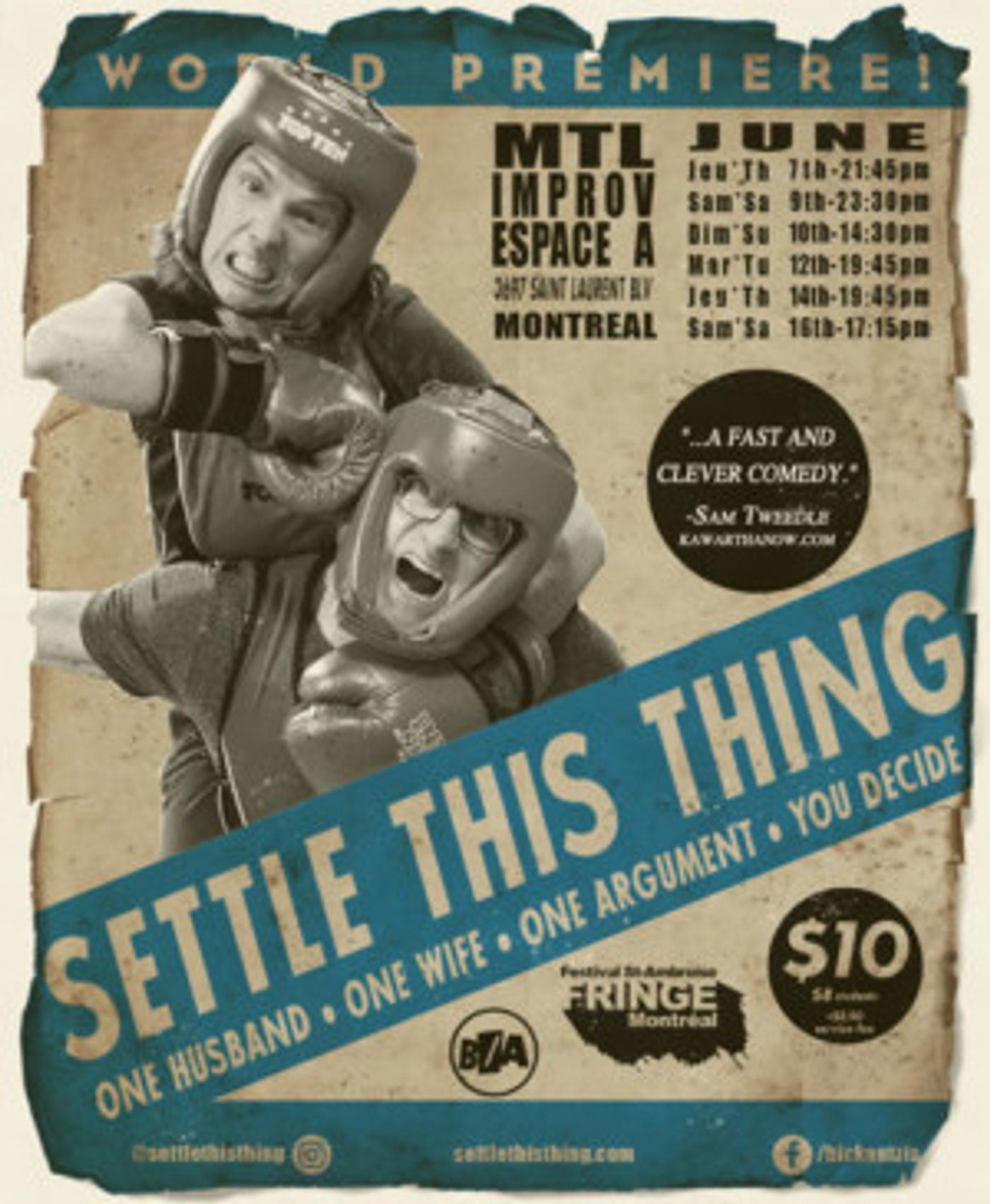 L.A. Comedy Writers/Performers Ask Audience To Settle Marital Disputes at Montreal Fringe Festival  Image