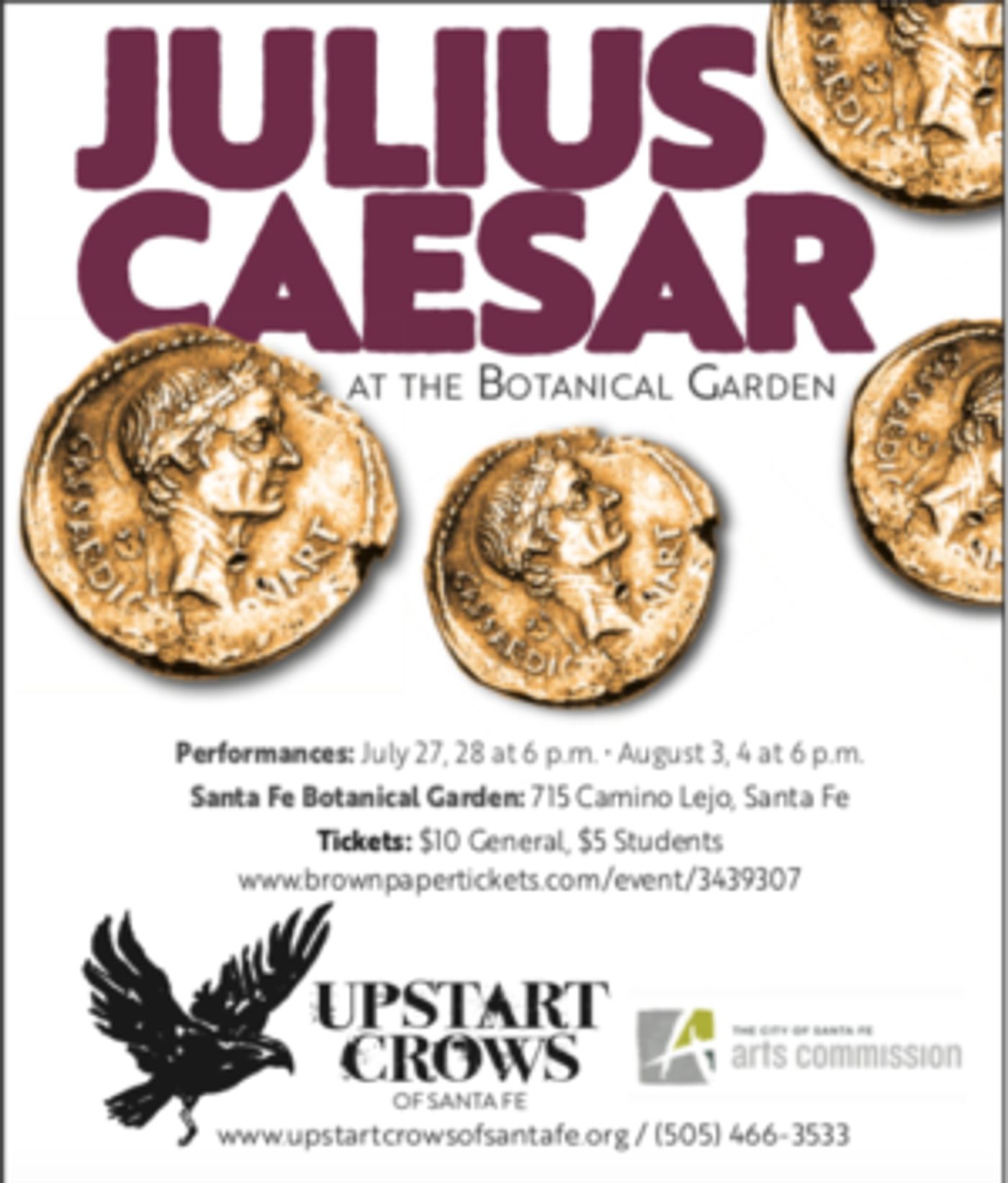 Upstart Crows Of Santa Fe Performs JULIUS CAESAR At The Santa Fe Botanical Garden  Image