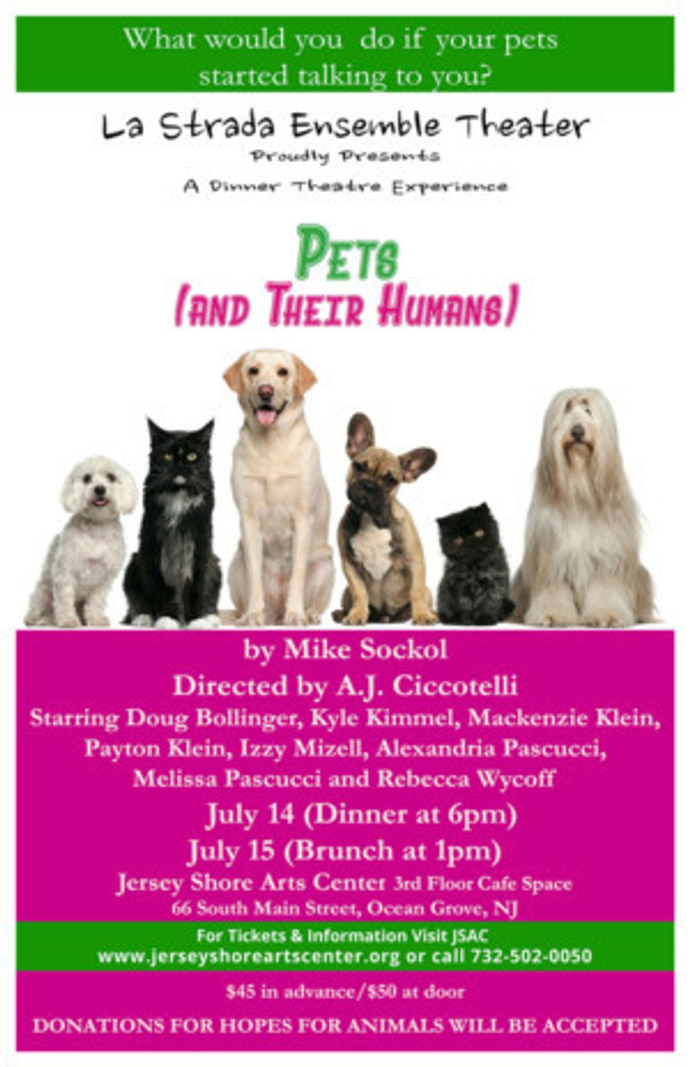 NJ Playwright, Mike Sockol's New Play PETS (AND THEIR HUMANS) Wonders What You Would You Do If Your Pets Started Talking To You  Image