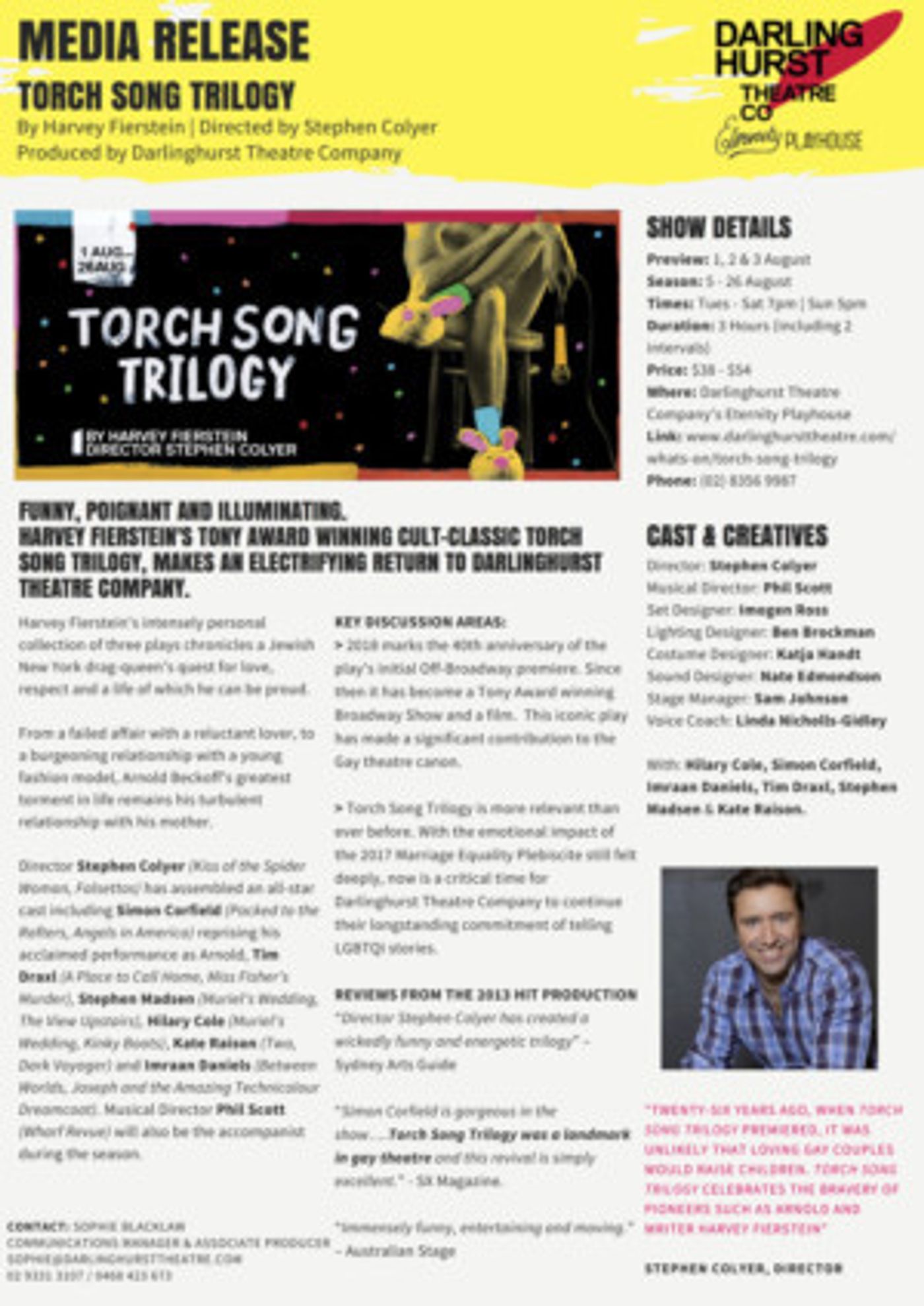 Darlinghurst Theatre Company Presents TORCH SONG TRILOGY  Image