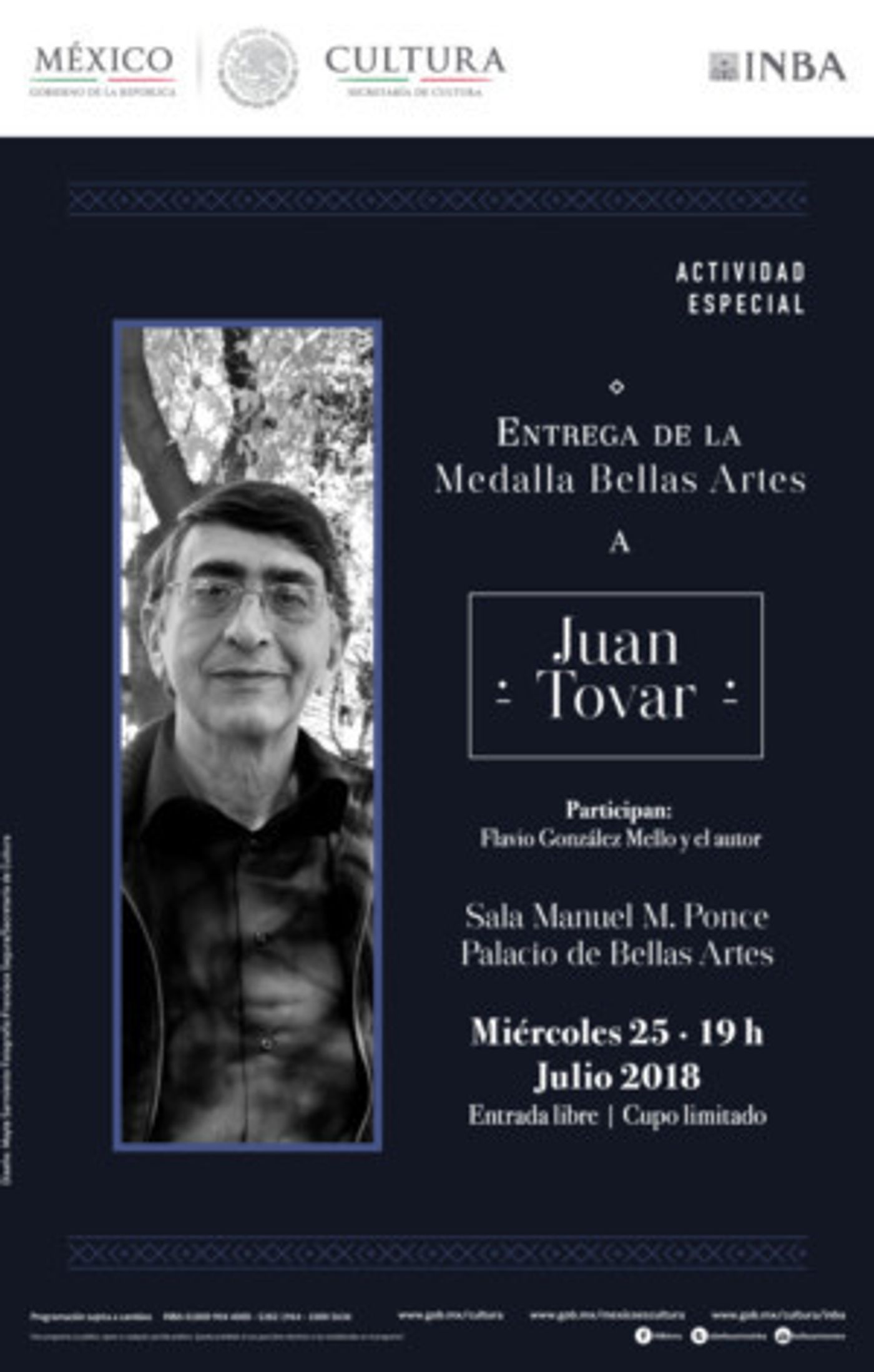 El Escritor Juan Tovar Recibirá La Medalla Bellas Artes Por Sus Aportaciones Al Arte Y La Cultura De México  Image