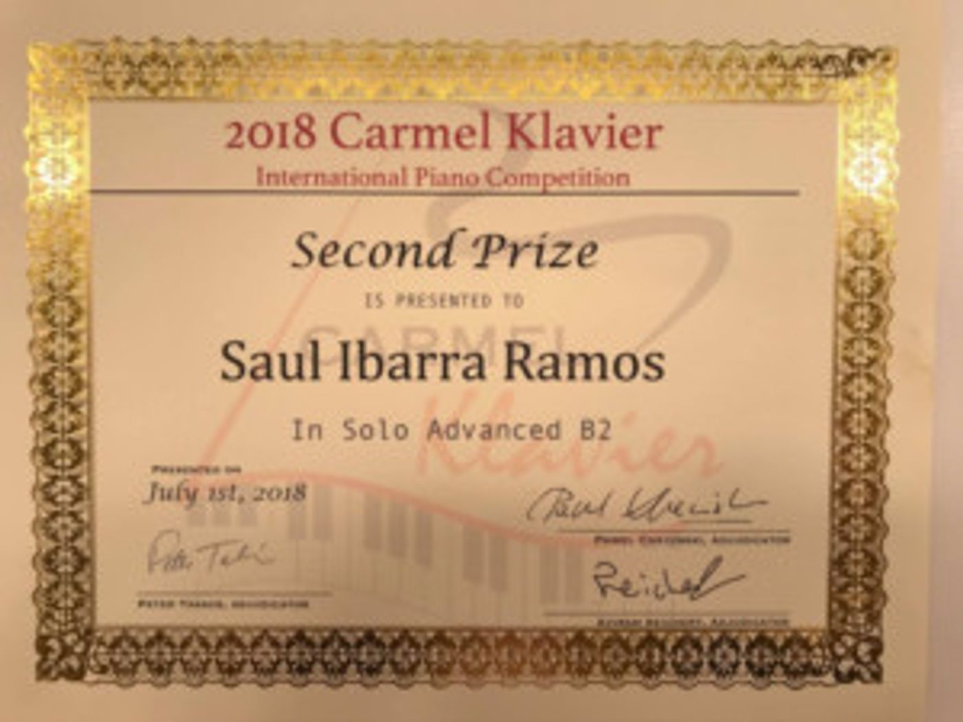 Saúl Ibarra Ramos, Alumno De La Cátedra Ricardo Castro, Triunfa En Uno De Los Concursos Internacionales Más Importantes En EUA  Image