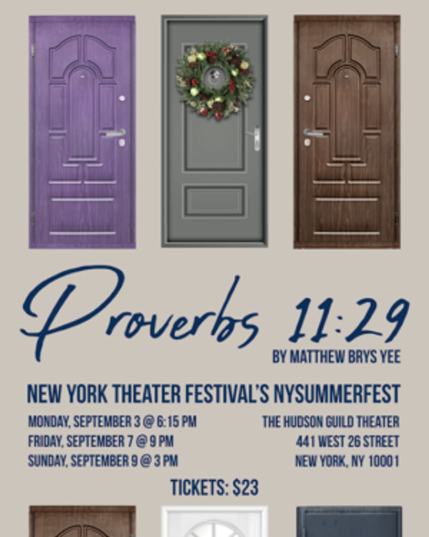 PROVERBS 11:29 Will Be Presented At The Hudson Guild Theater As Part Of The The New York Theater Festival's Summerfest 2018  Image