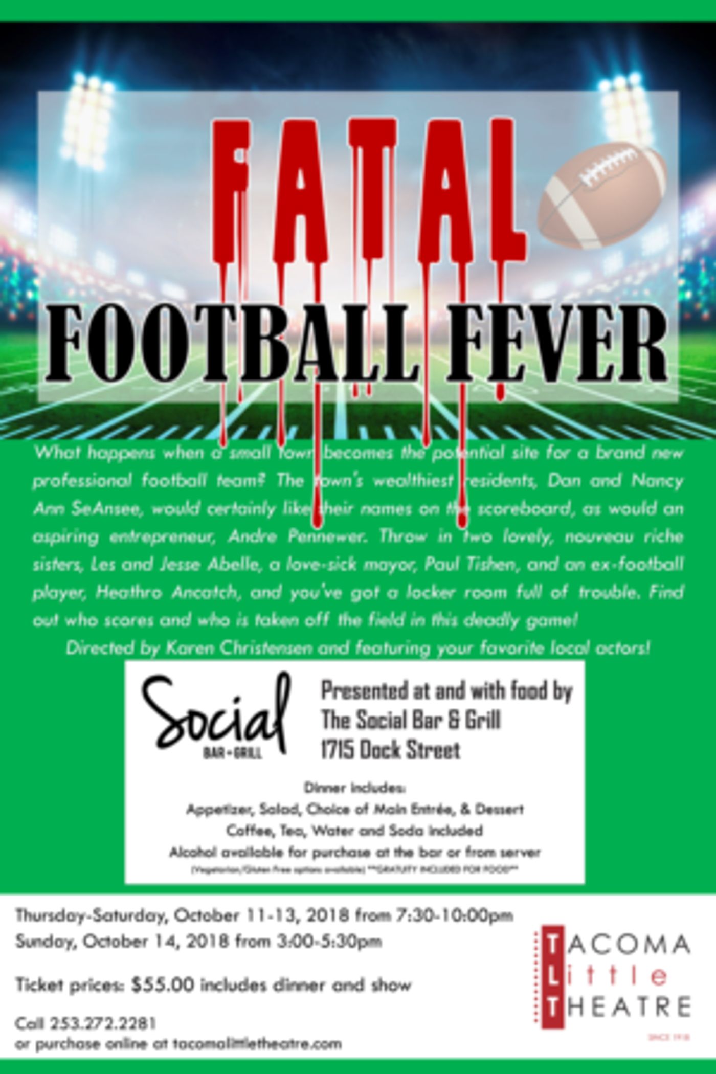 Tacoma Little Theatre Presents FATAL FOOTBALL FEVER, A Murder Mystery Dinner  Image