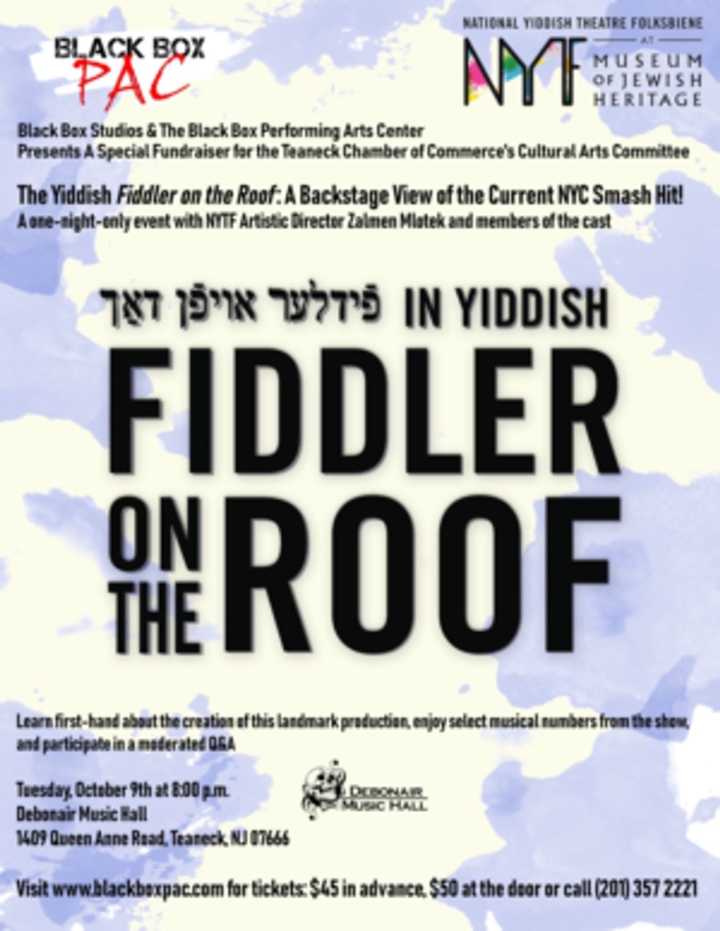 FIDDLER ON THE ROOF in Yiddish Comes to Teaneck!  Image