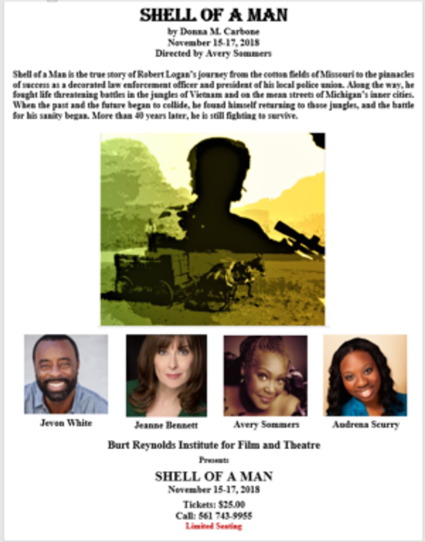 Burt Reynolds Institute To Recognize Veterans With Production Of SHELL OF A MAN  Image