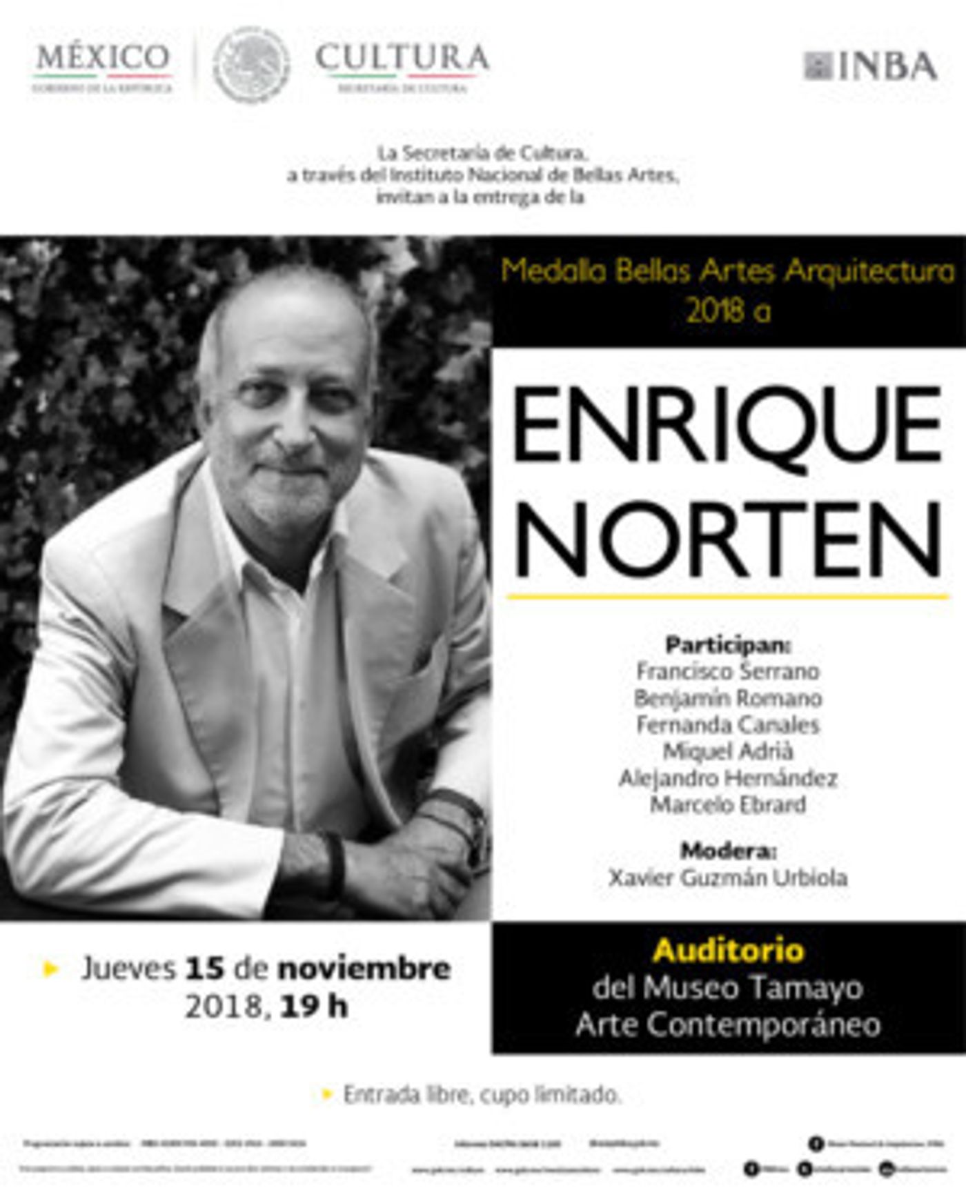 El INBA Otorga La Medalla Bellas Artes Al Arquitecto Enrique Norten  Image