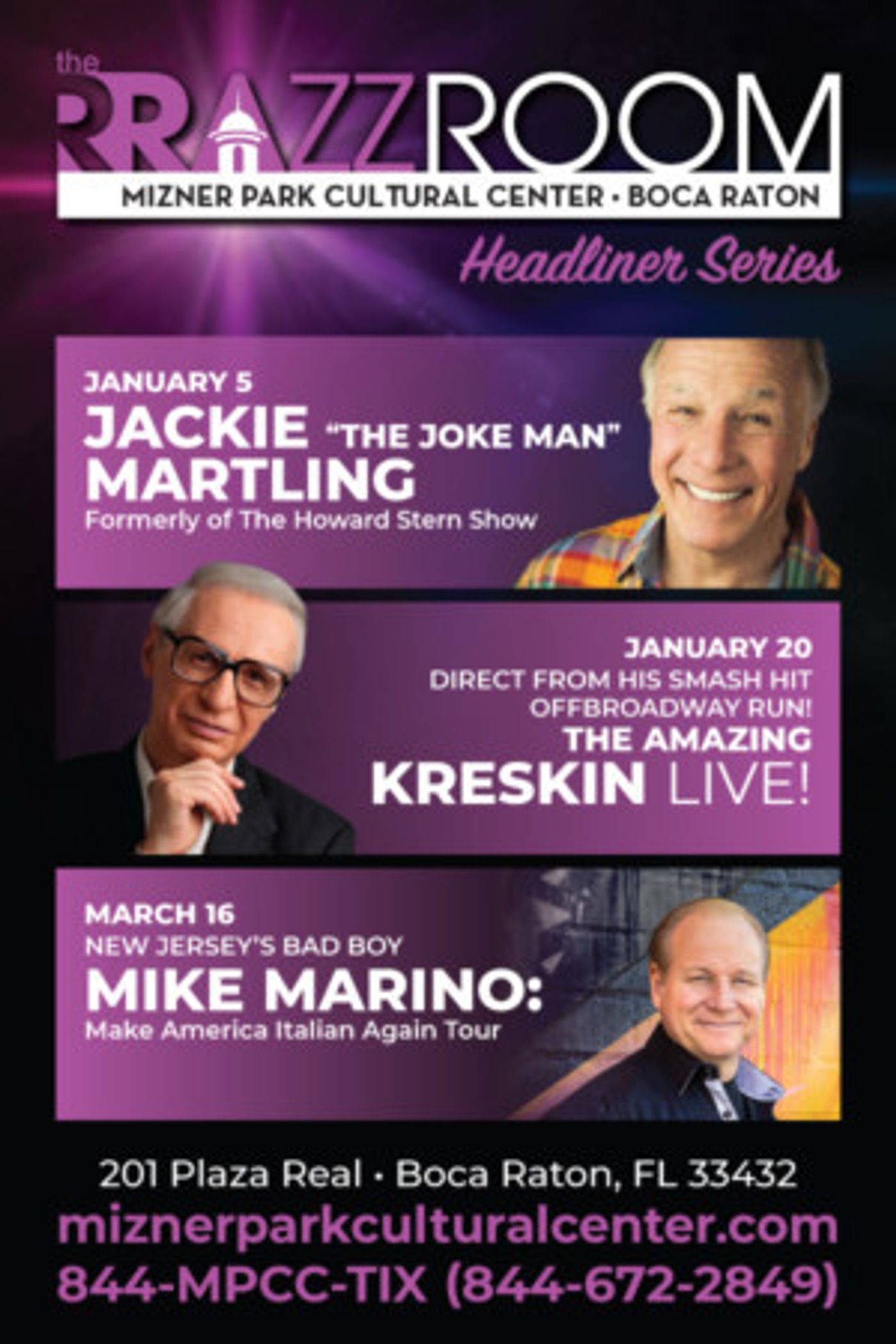 The Rrazz Room At Mizner Park Cultural Center Headliner Series 2019 Opening Show Announced  Image