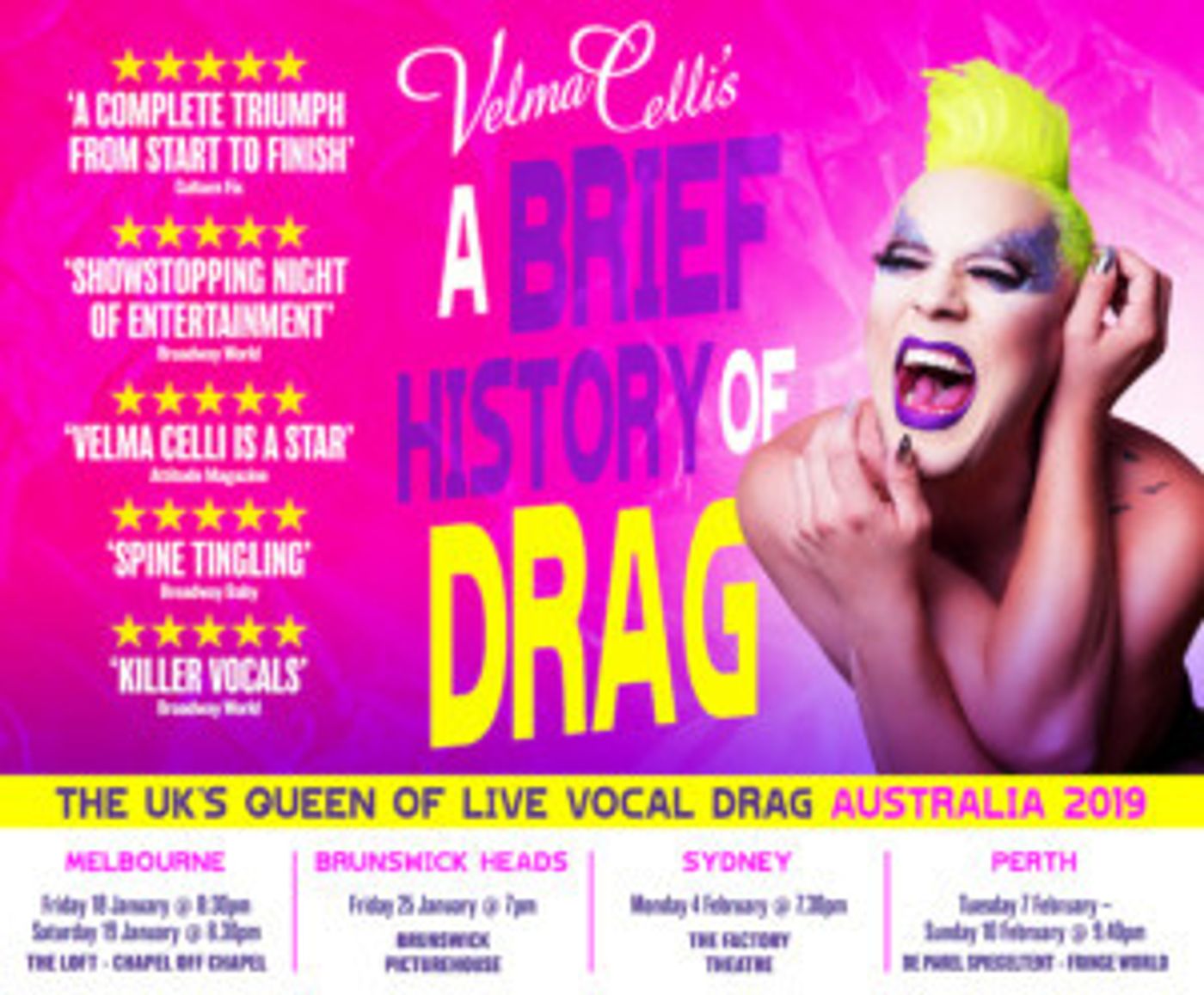 Velma Celli's A BRIEF HISTORY OF DRAG Comes to Australia  Image
