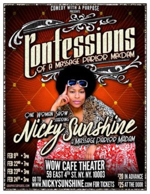 Nicky Sunshine Announces Run Of CONFESSIONS OF A MASSAGE PARLOR MADAM For Black History Month  Image