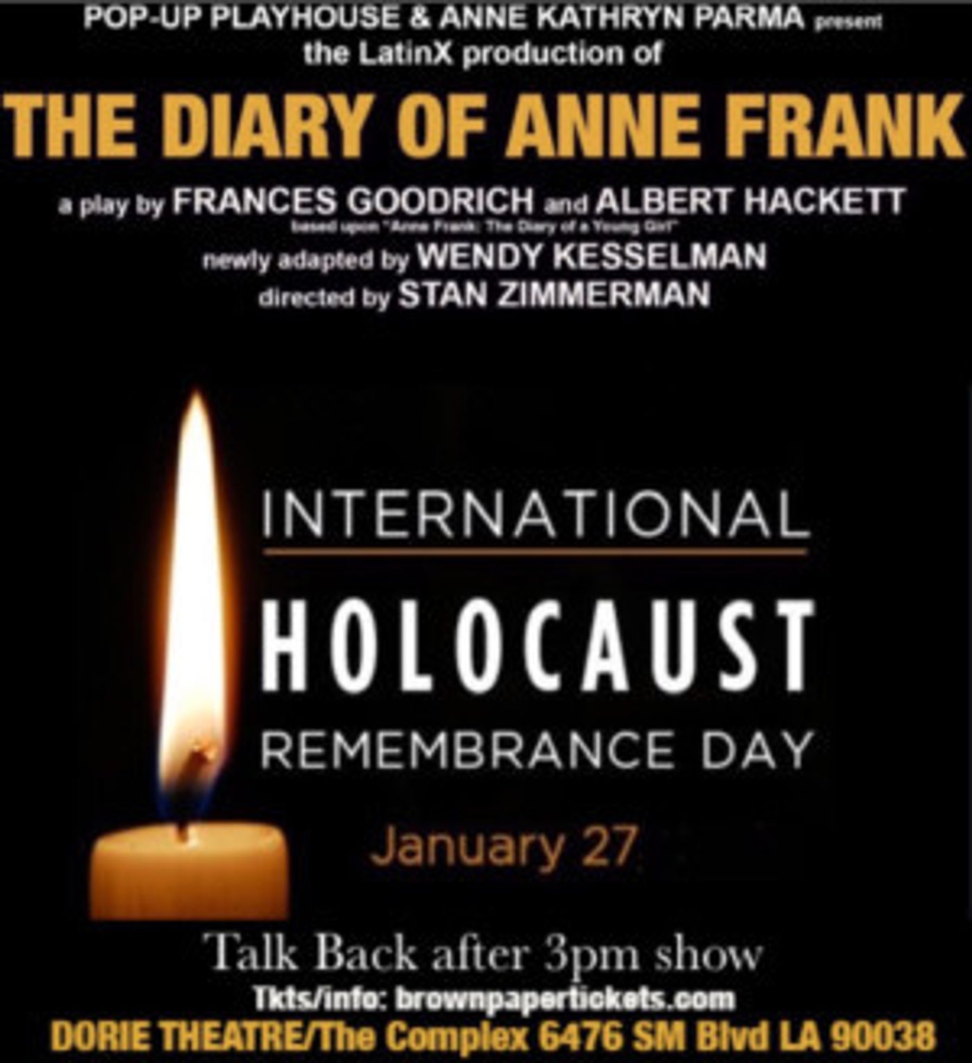 THE DIARY OF ANNE FRANK Observes Holocaust Remembrance Day With Post- Show Talk Back  Image