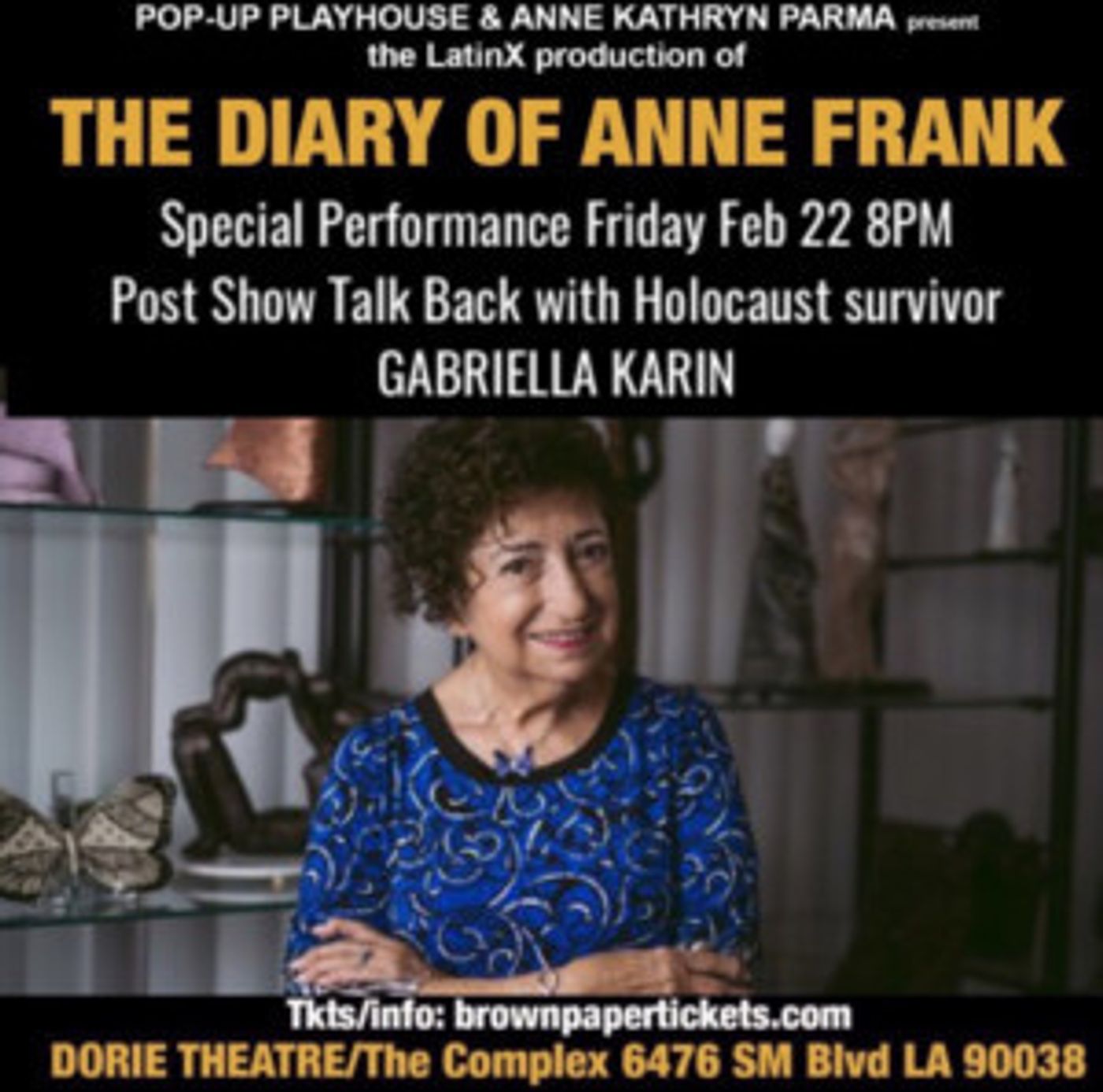Holocaust Survivor Gabriella Karin Honored Guest At Talk Back After THE DIARY OF ANNE FRANK  Image