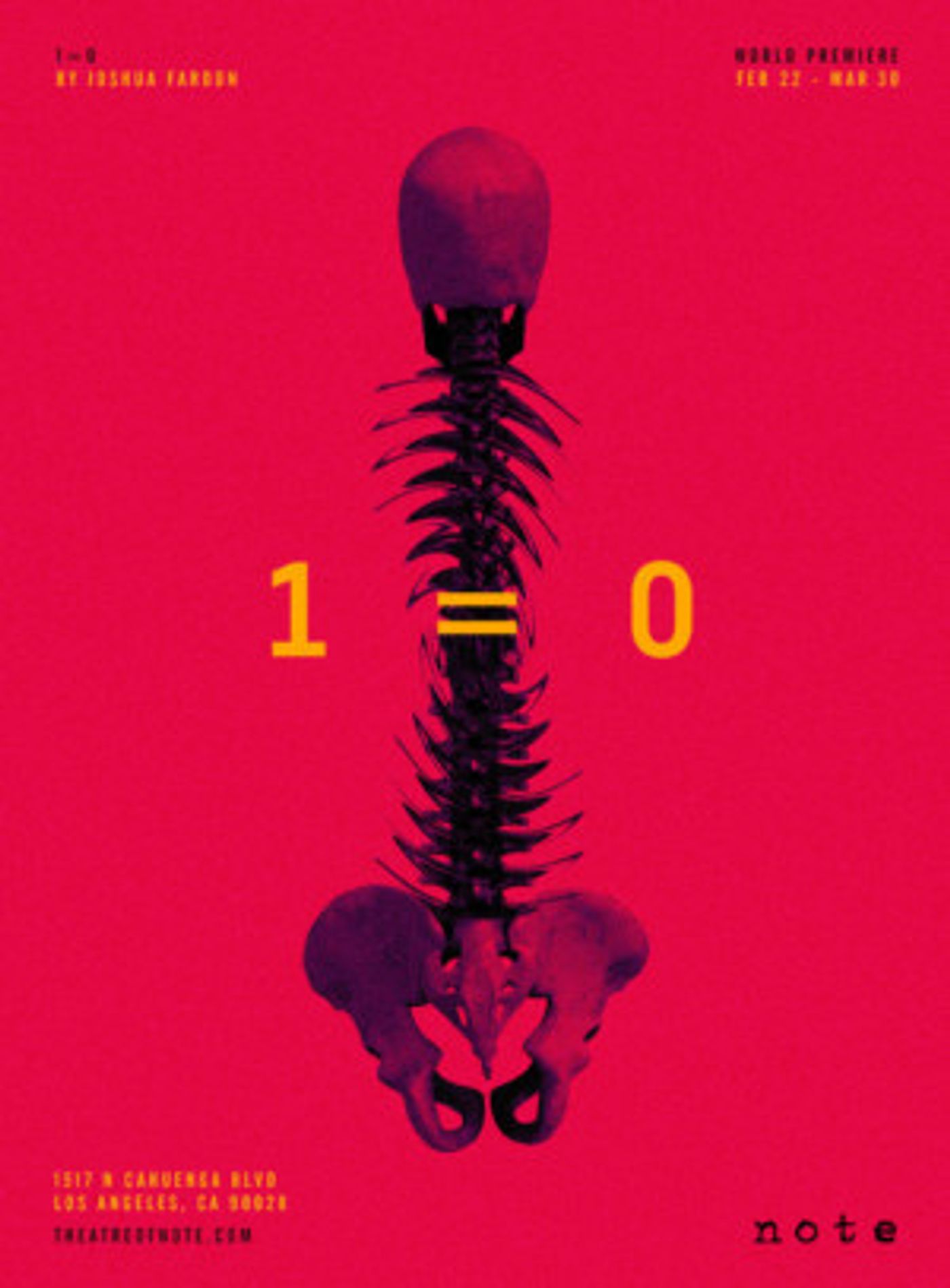 Theatre Of NOTE Opens 2019 Season With 1 = 0 By JOSHUA FARDON -  Image