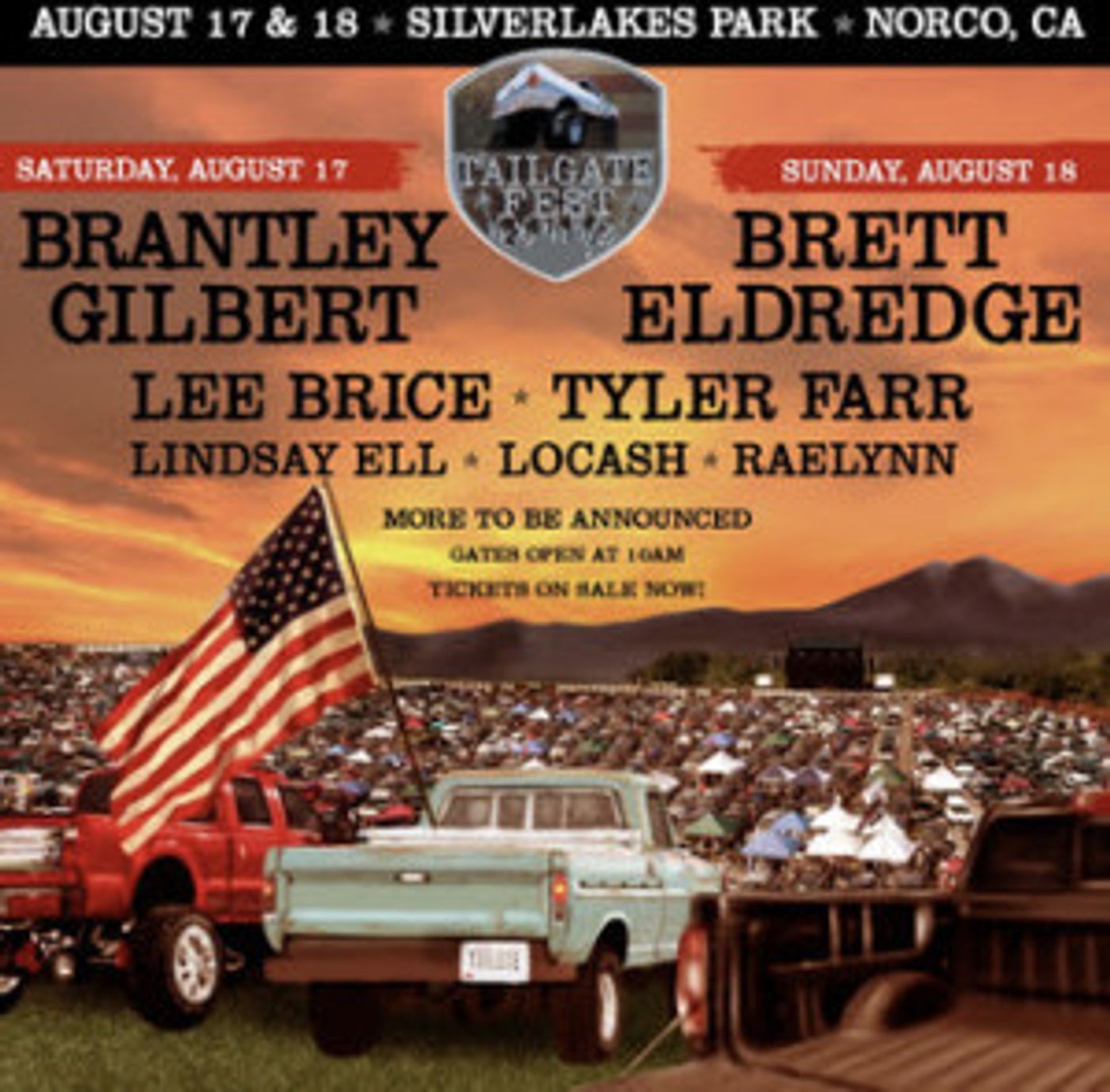 Tailgate Fest 2019 Announces Brantley Gilbert And Brett Eldredge As Headliners  Image