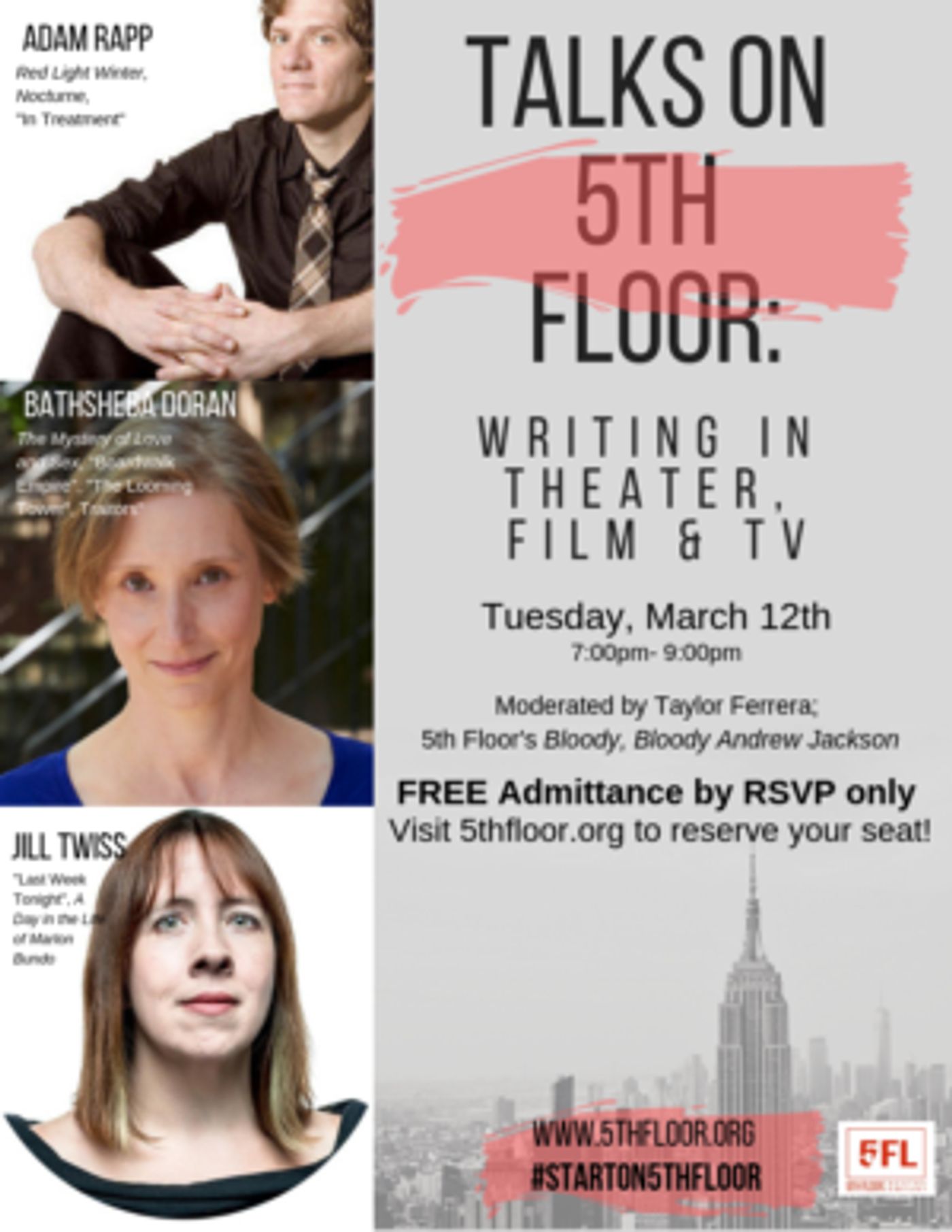 5th Floor Theatre To Host Free Talkback With Bathsheba Doran, Adam Rapp And Jill Twiss  Image