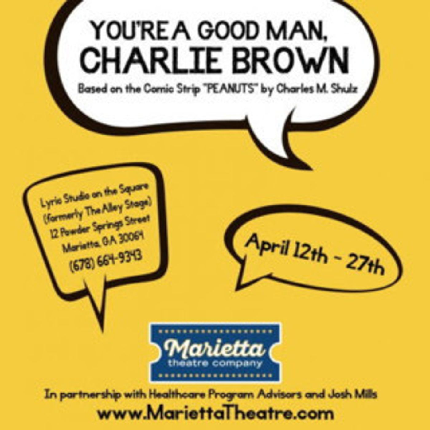 Marietta Theatre Company's YOU'RE A GOOD MAN, CHARLIE BROWN To Hit The Stage April 12 – 27  Image