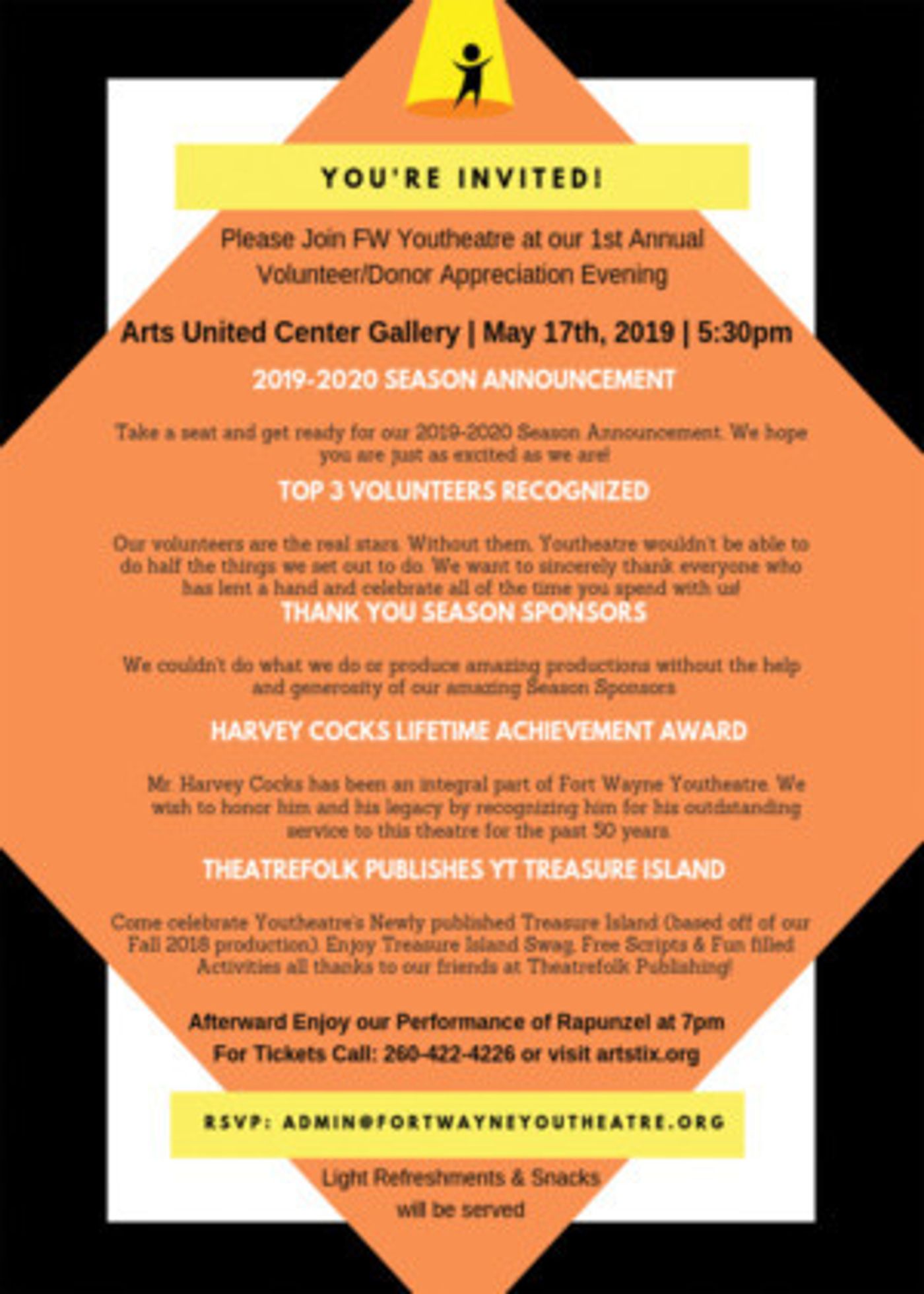 Youtheatre Announces Volunteer/Donor Appreciation Evening  Image