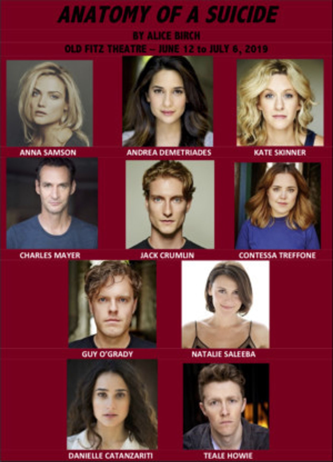 Cast Announced For ANATOMY OF A SUICIDE At Old Fitz Theatre  Image