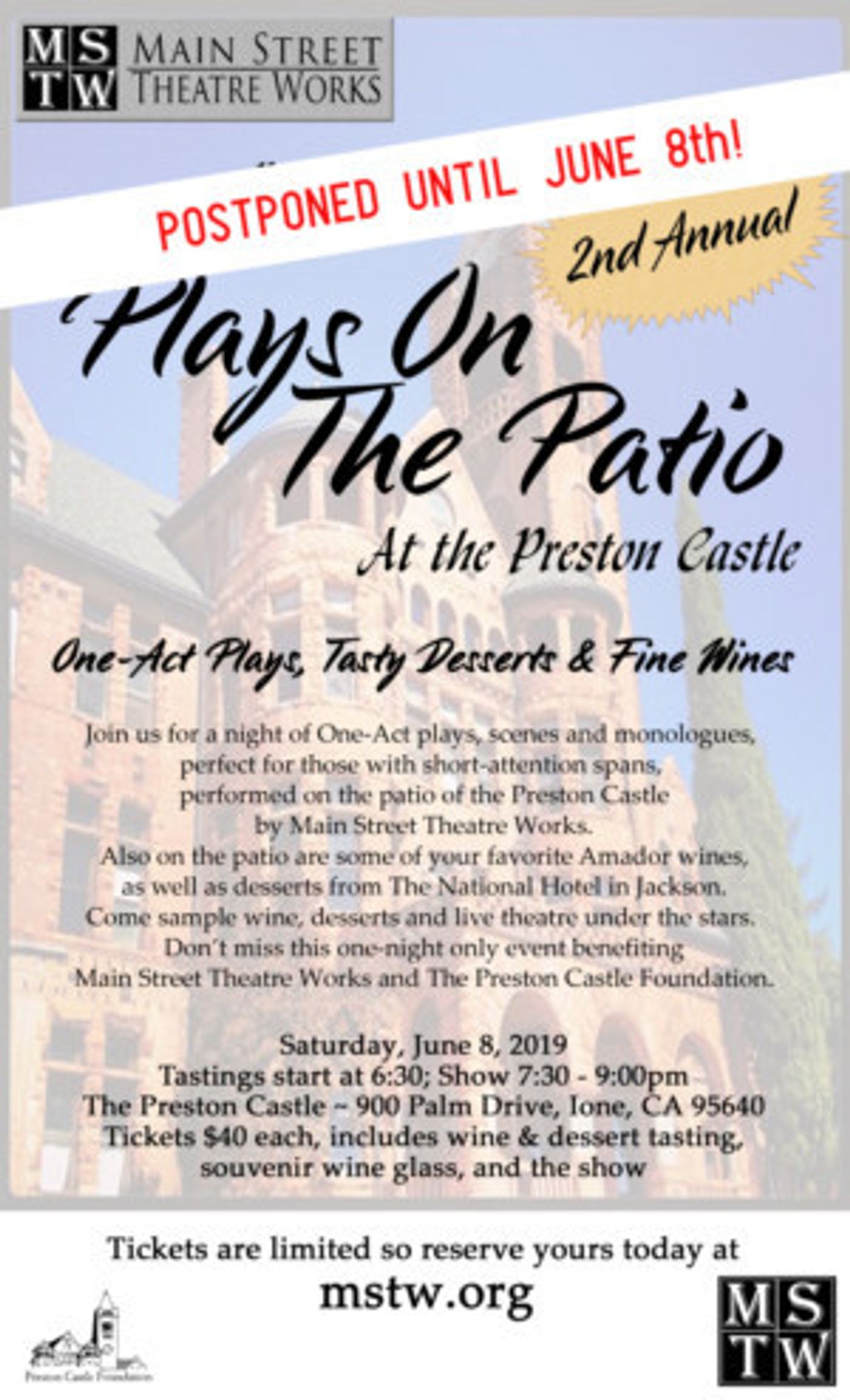PLAYS ON THE PATIO Has Been Rescheduled Due To Rain!  Image