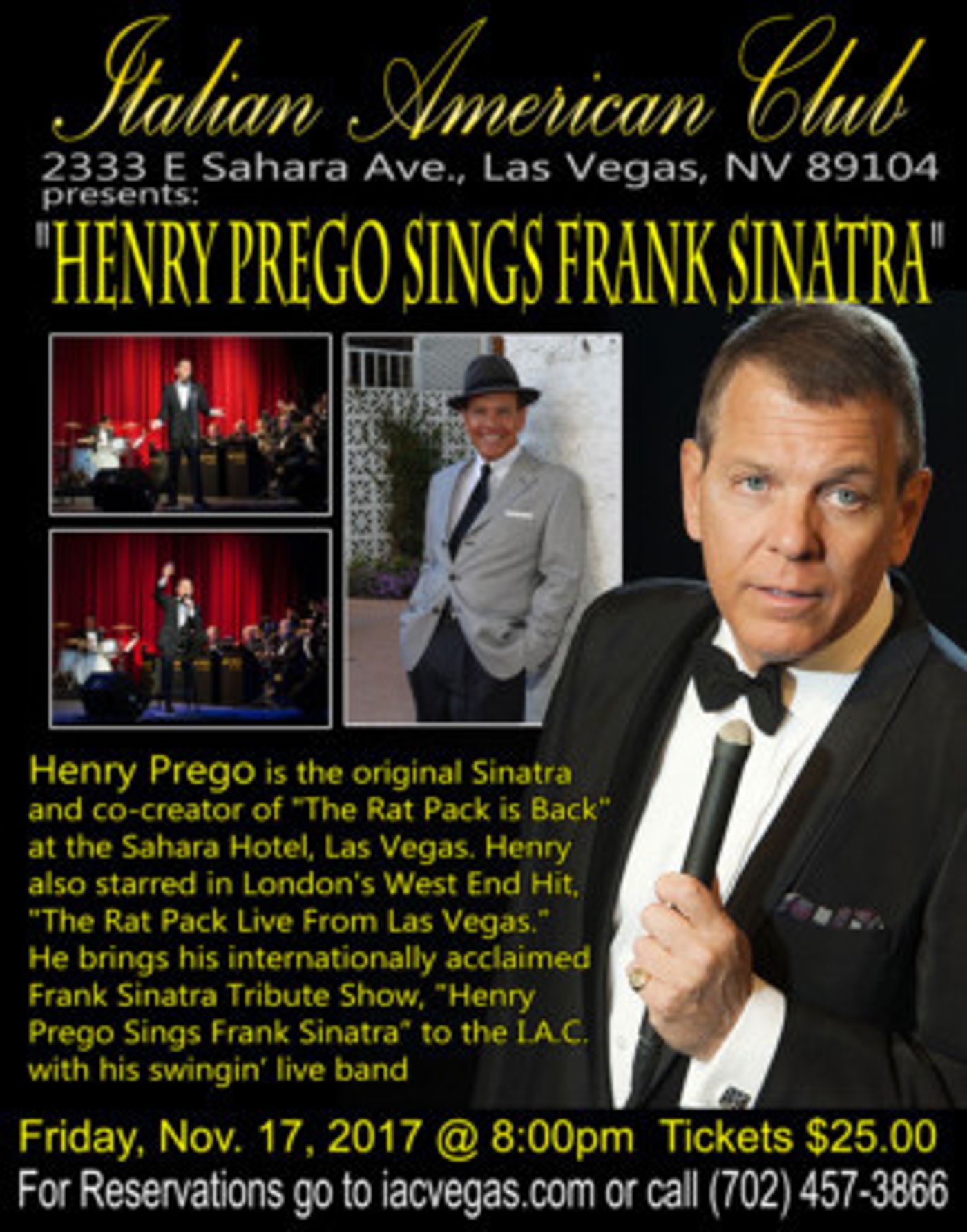 Henry Prego to Bring Frank Sinatra Tribute to The Italian American Club  Image