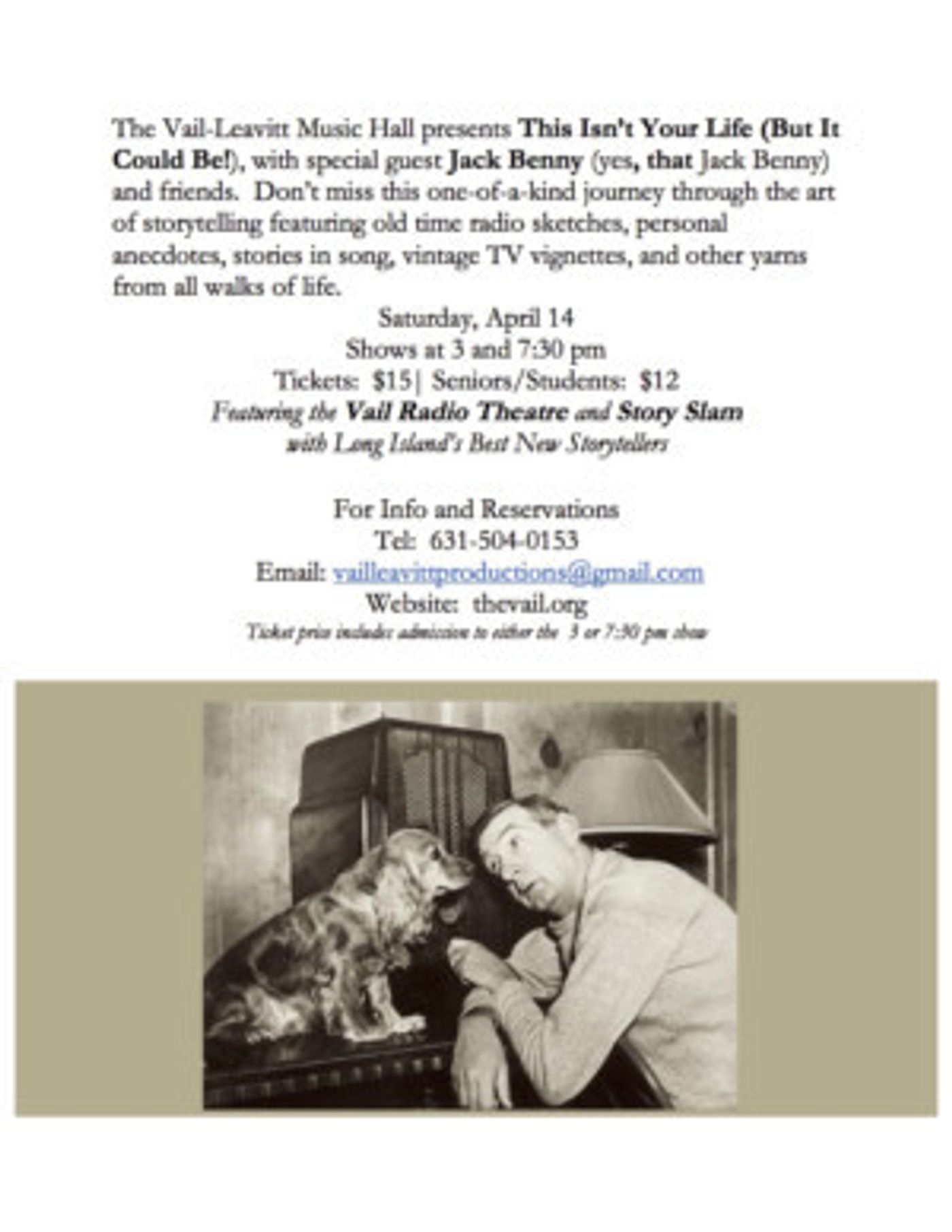 Vail-Leavitt Music Hall Presents THIS ISN'T YOUR LIFE (BUT IT COULD BE)  Image