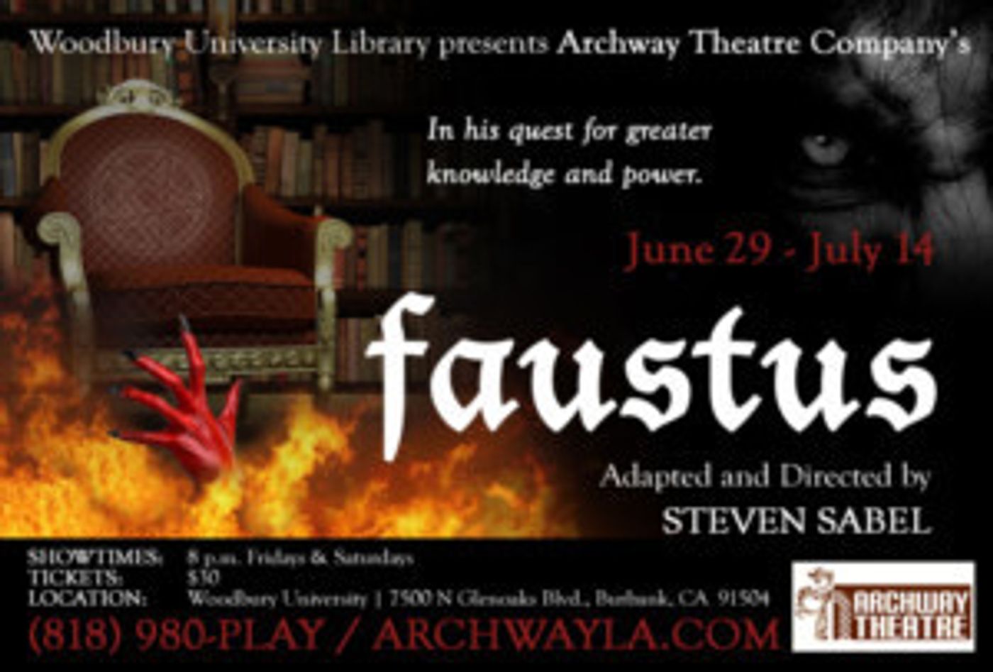 Archway Theatre's Edgy Adaptation of FAUSTUS To Be Staged In Woodbury University Library  Image