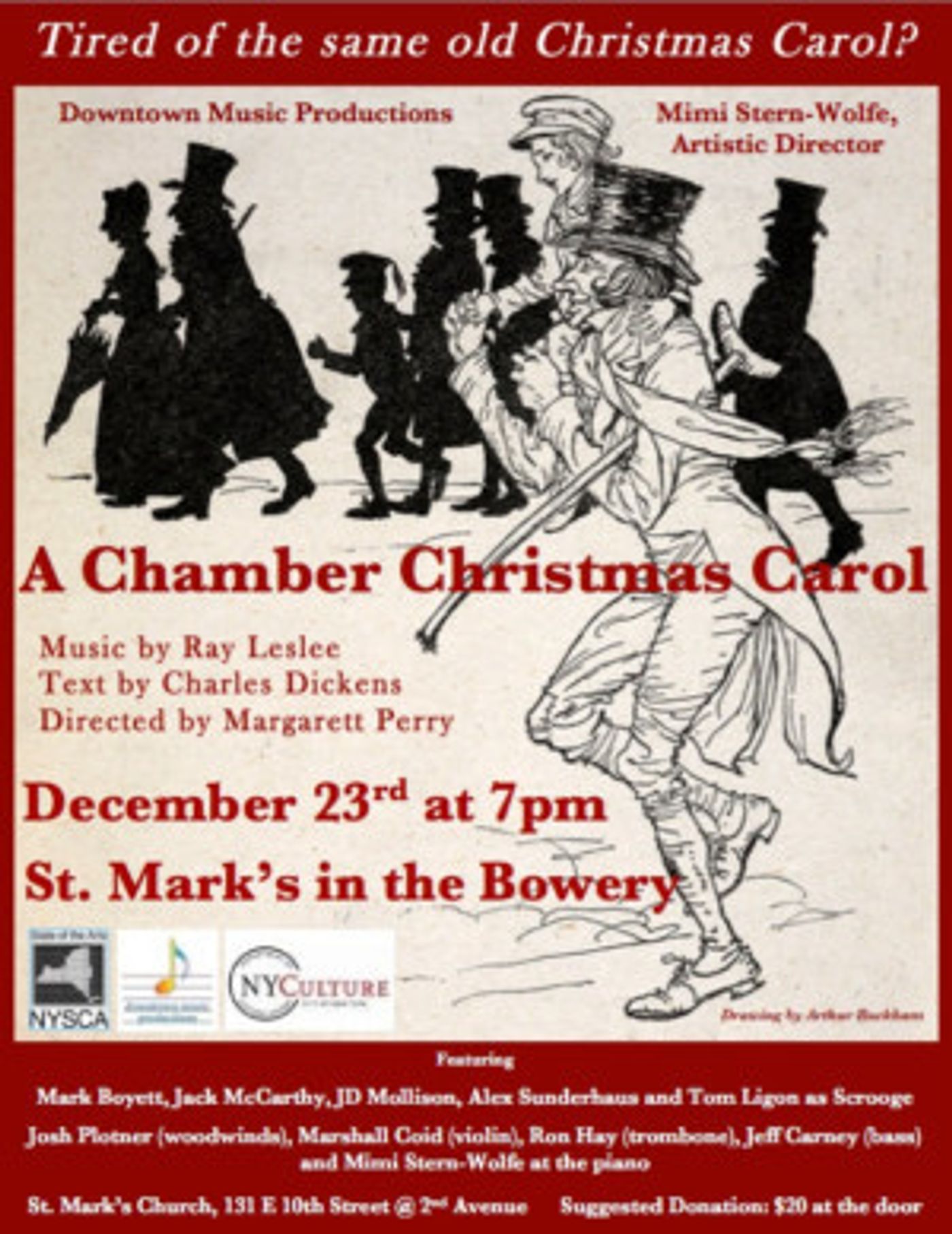 Downtown Music Productions Presents A CHAMBER CHRISTMAS CAROL Dec 23 At St. Marks Church-in-the-Bowery  Image