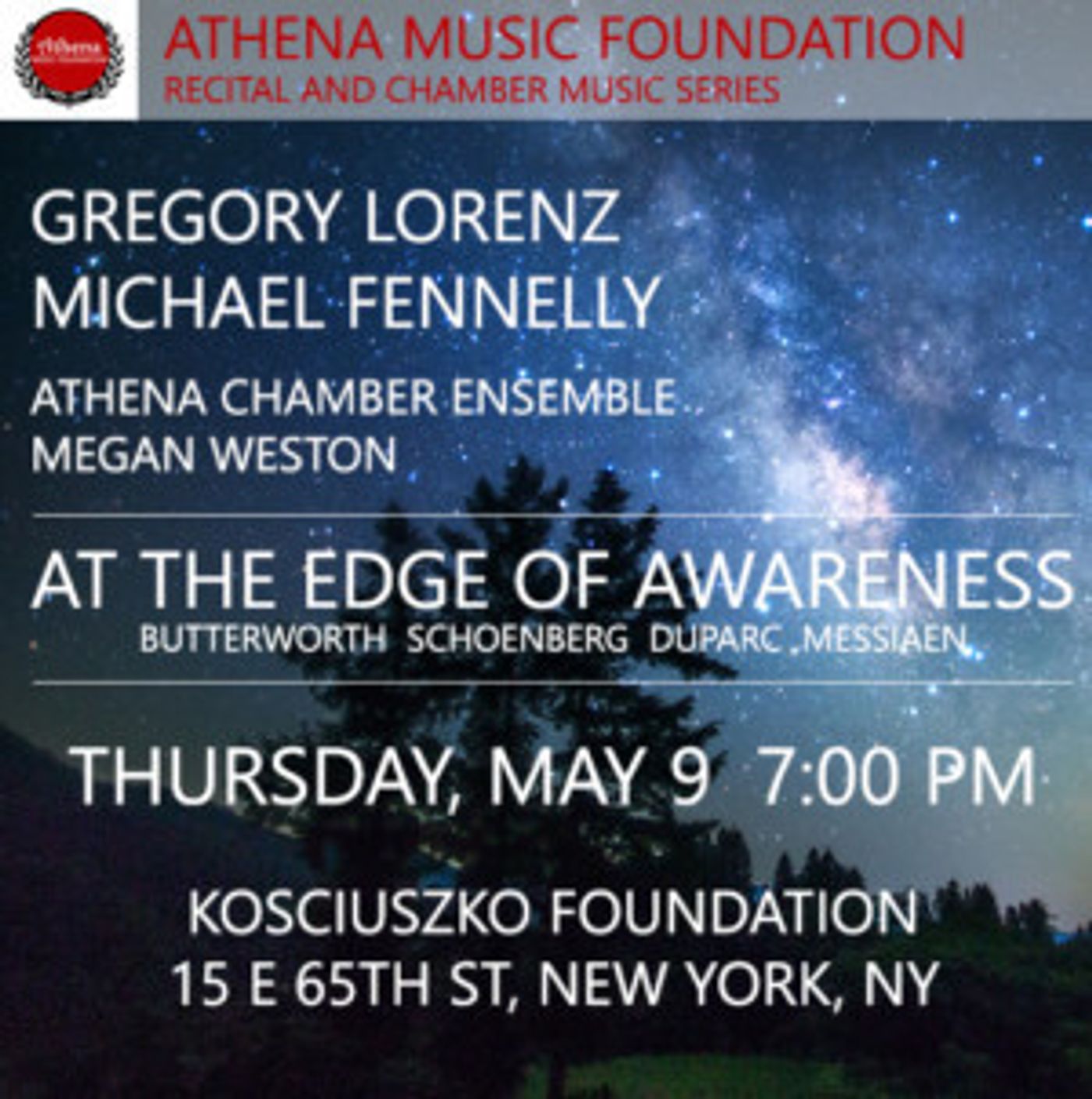 Athena Music Foundation Presents Tenor Gregory Lorenz, Pianist Michael Fennelly, And The Athena Chamber Ensemble  Image