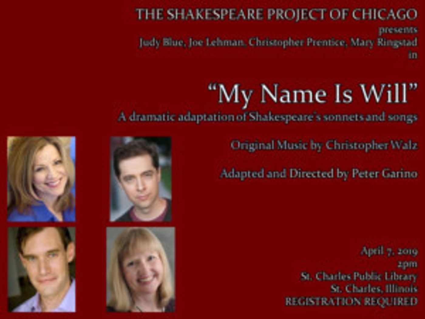 The Shakespeare Project Presents MY NAME IS WILL, A Theatrical Adaptation Of Shakespeare's Sonnets And Songs  Image