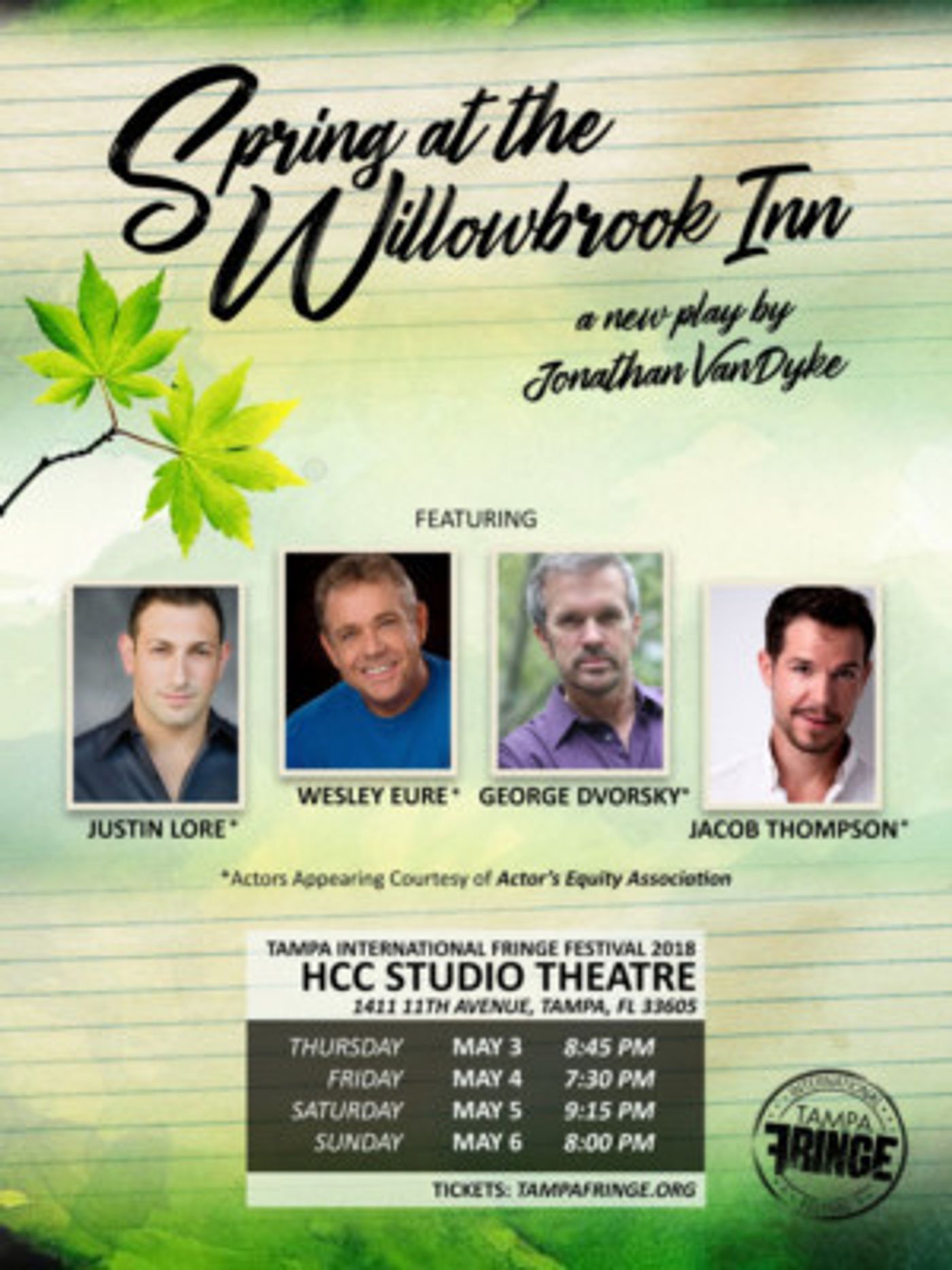 SPRING AT THE WILLOWBROOK INN, Featuring Wesley Eure And George Dvorsky, To Play Tampa Fringe  Image