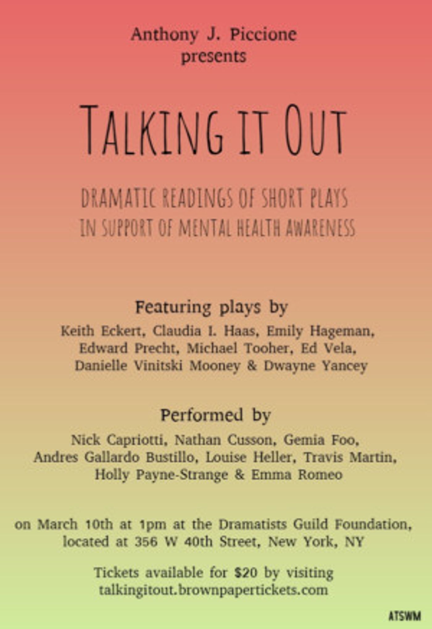 Eight Plays to Hold Special Showings Raising Mental Illness Awareness  Image