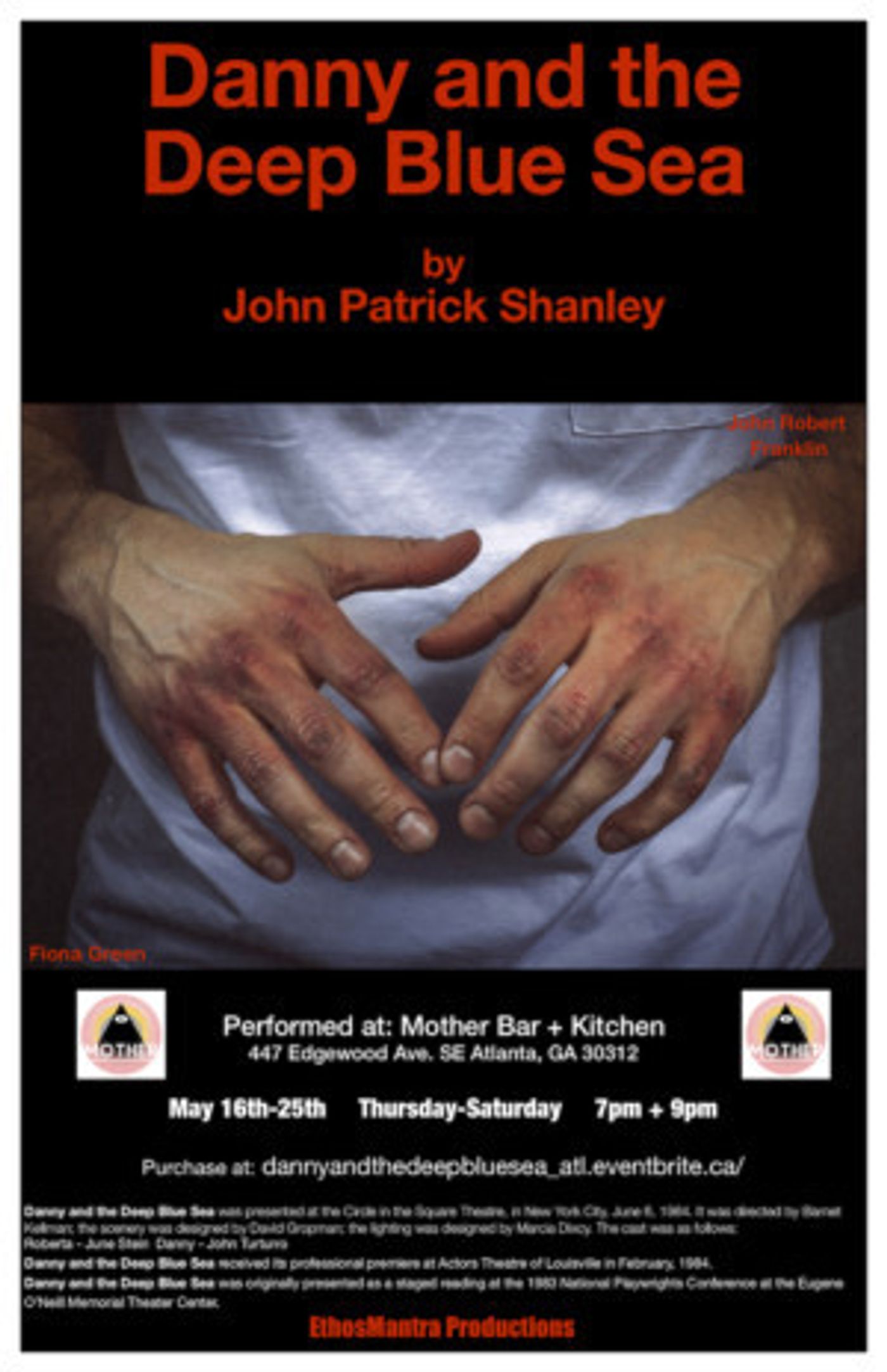 Mother Bar and Kitchen Presents DANNY AND THE DEEP BLUE SEA By John Patrick Shanley  Image