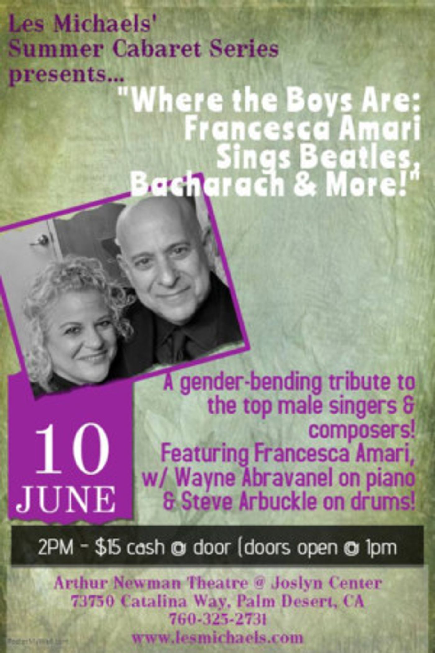 Les Michaels Summer Cabaret Series Presents WHERE THE BOYS ARE Starring Francesca Amari  Image