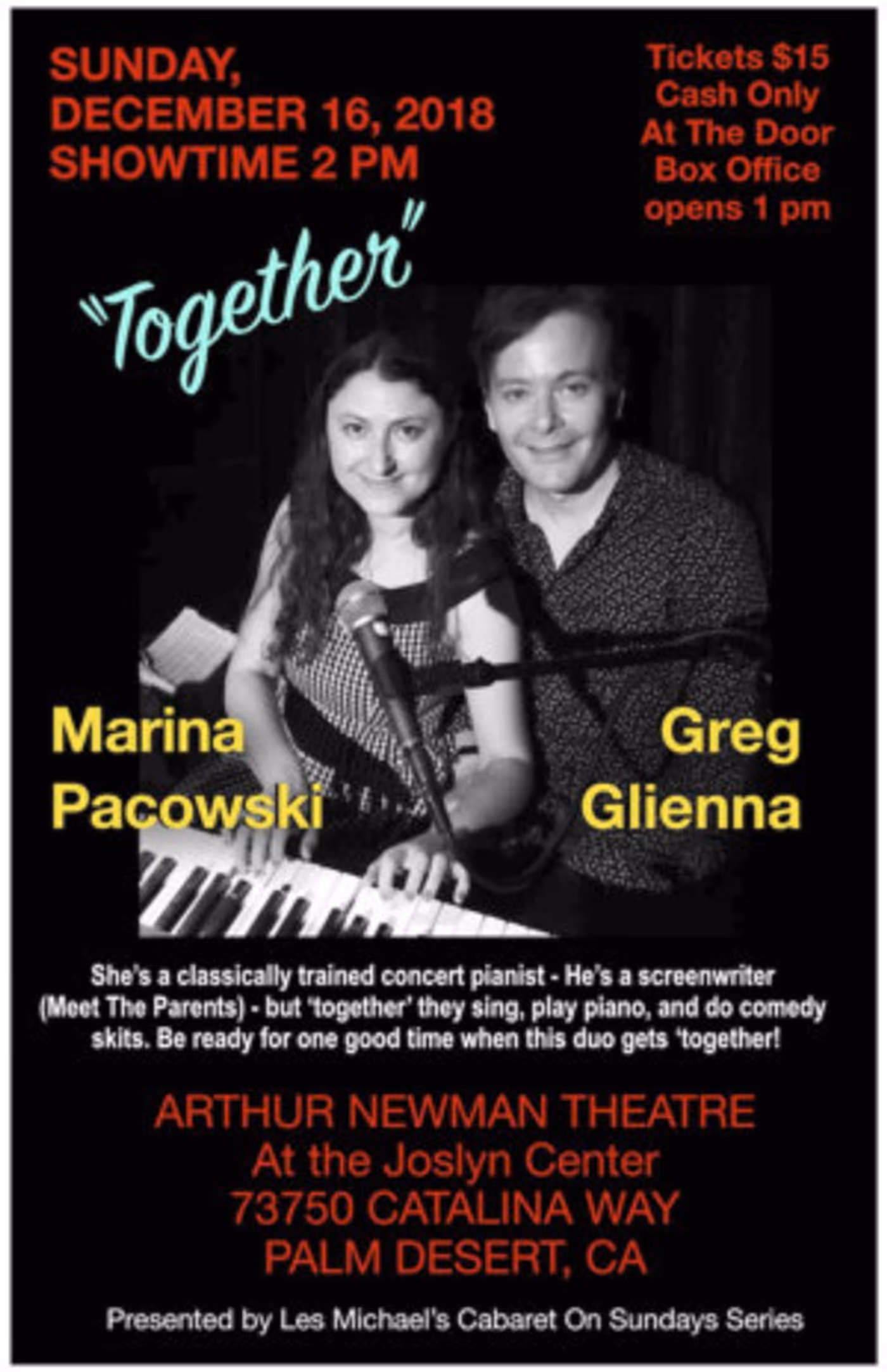 TOGETHER Starring Greg Glienna &  Marina Pacowski Comes To Palm Desert  Image