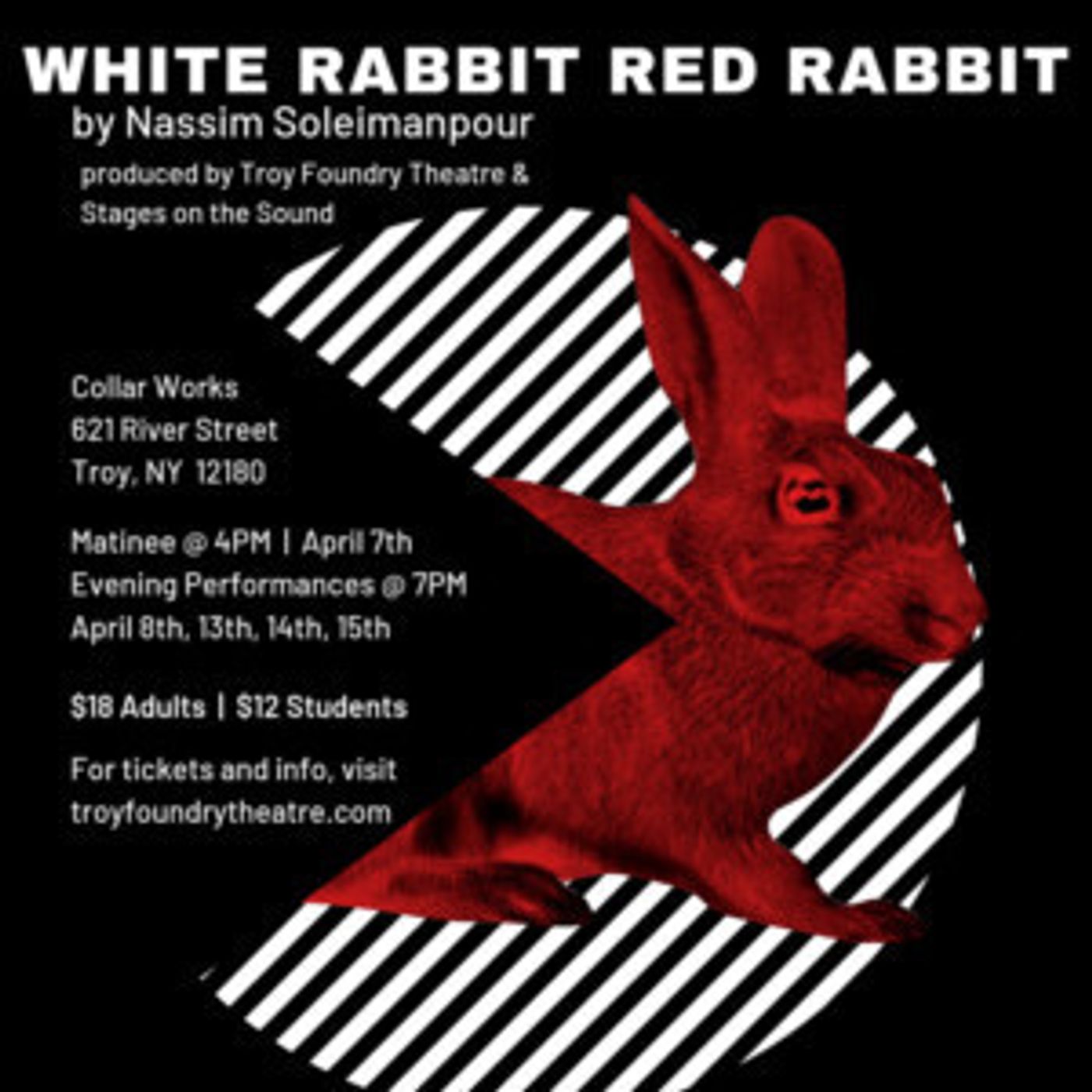 Troy Foundry Theatre Announces April Productions of WHITE RABBIT RED RABBIT  Image