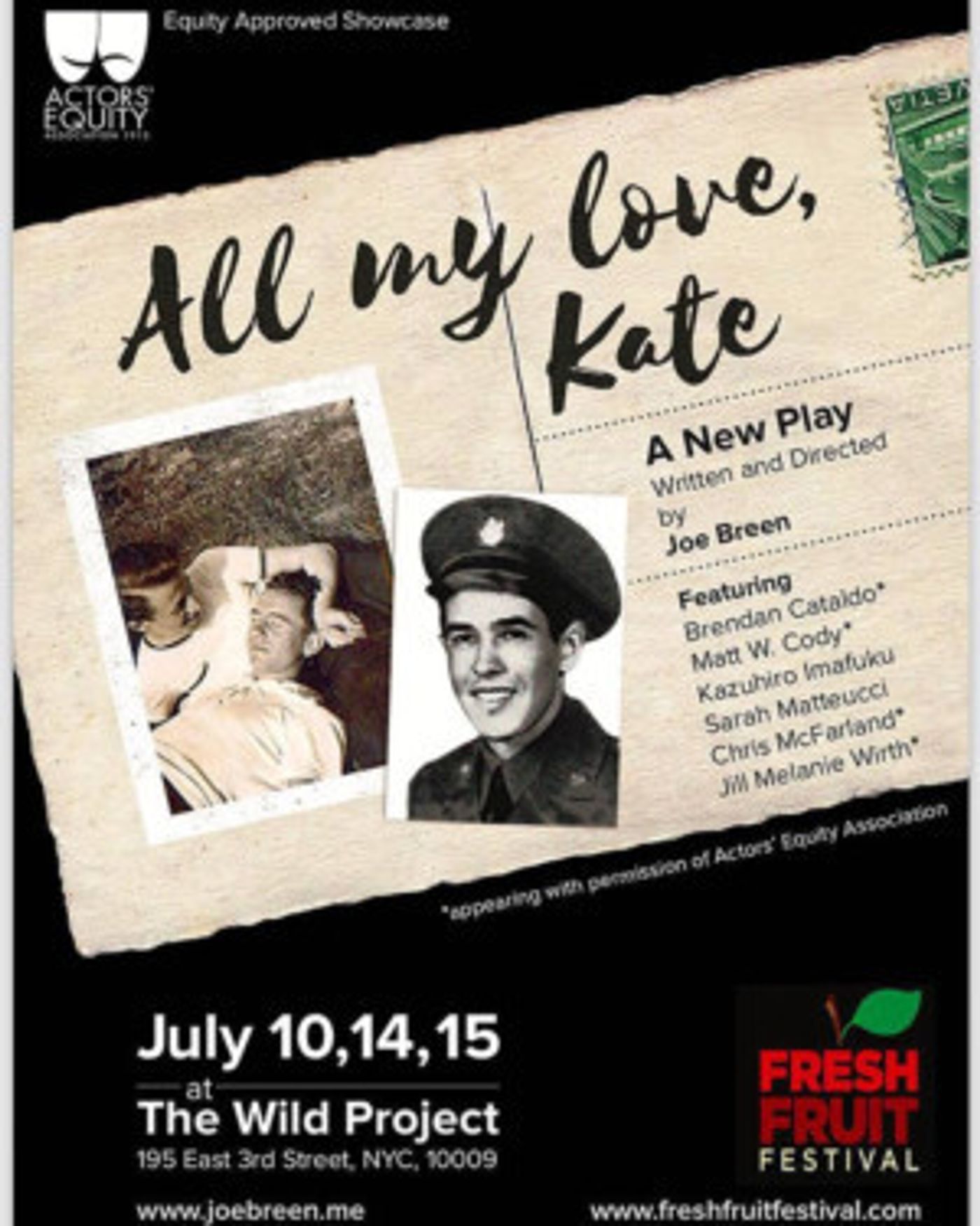 ALL MY LOVE, KATE By Joe Breen Announced as Part Of The Fresh Fruit Festival  Image
