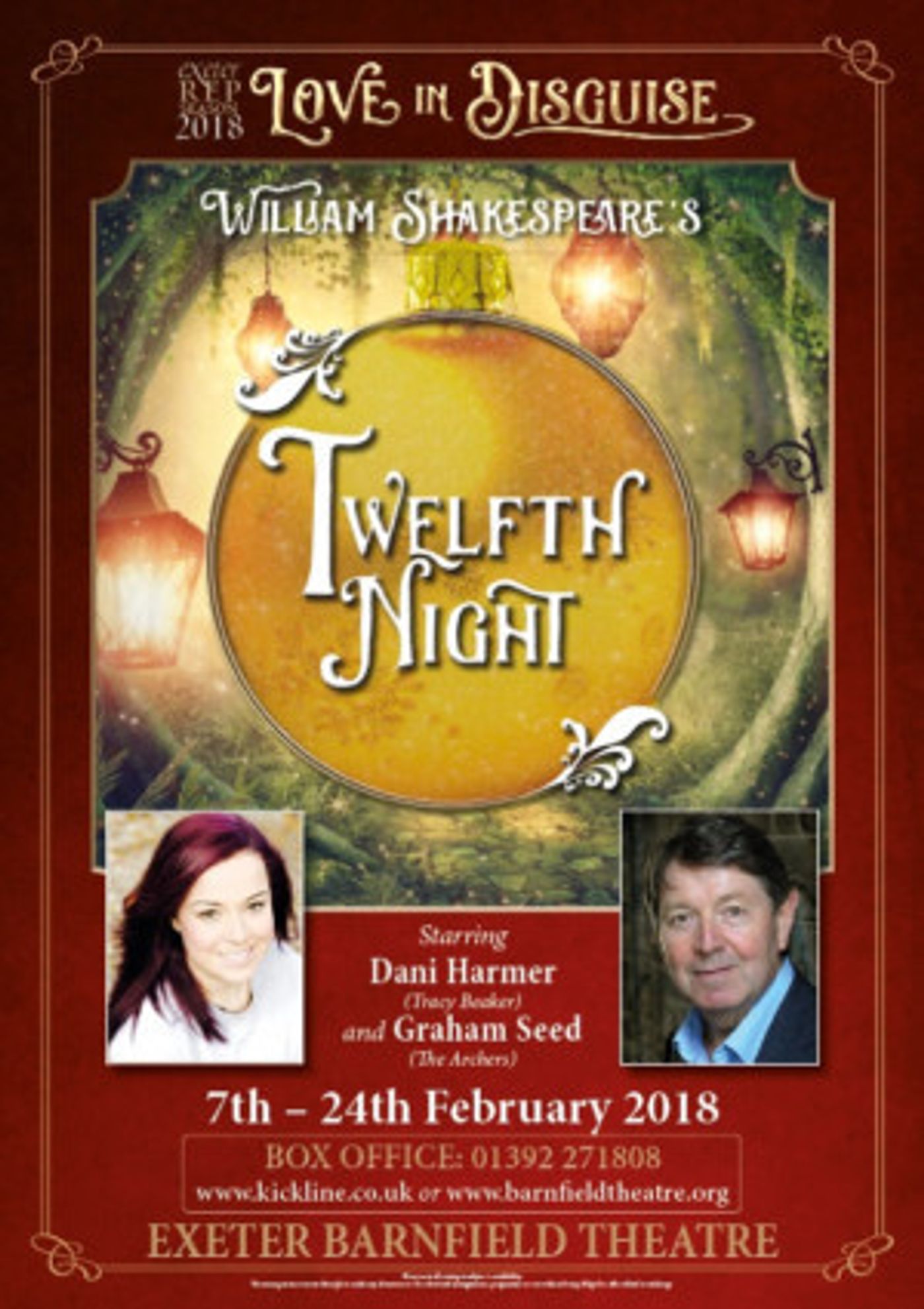 TV's Dani Harmer & Archer's Star Graham Seed Star in Exeter's TWELFTH NIGHT  Image