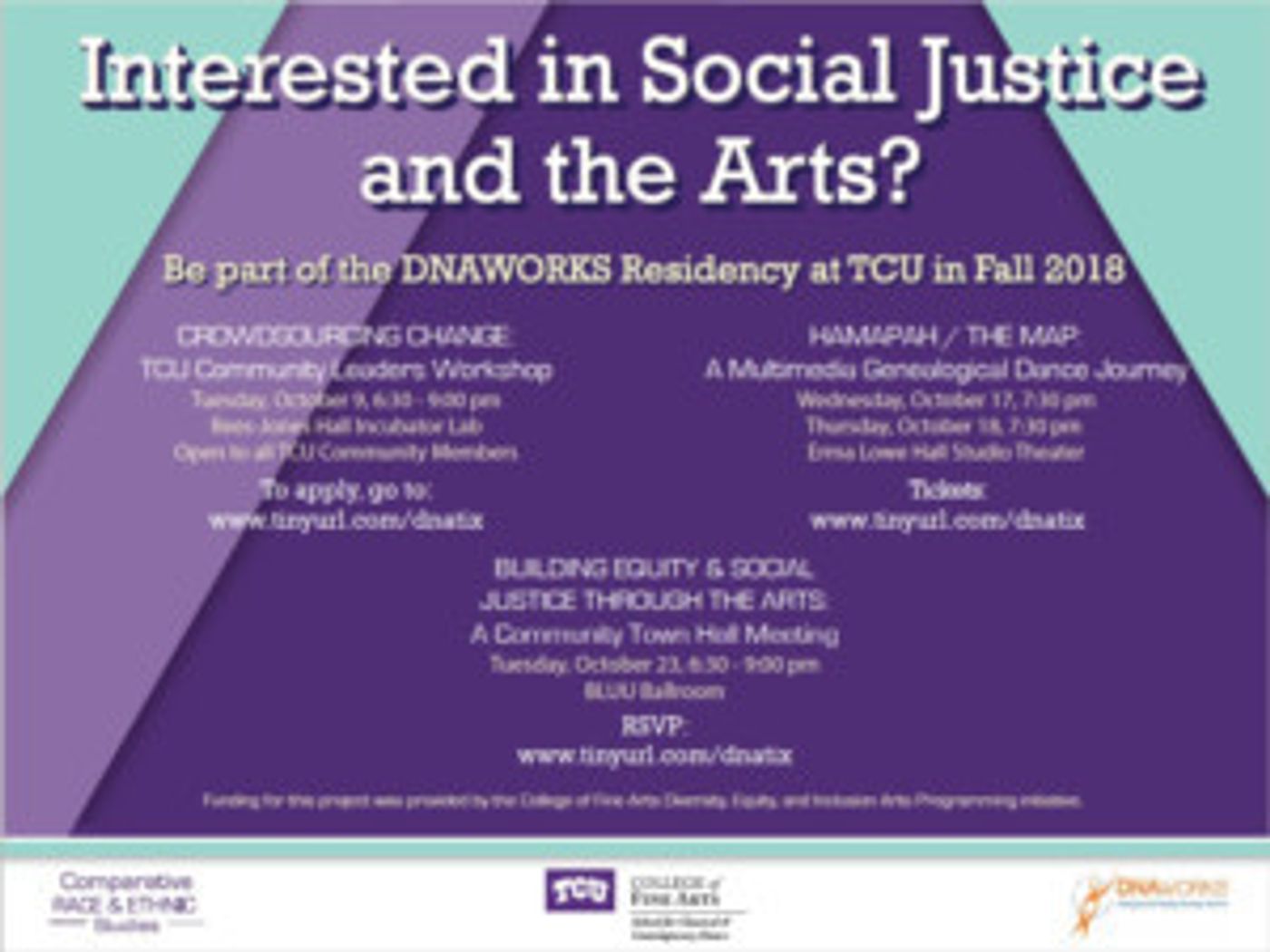 Dnaworks Will Present Events At Texas Christian University To Discuss Equity, Access, And Opportunity Through Performance And Community Dialogue  Image