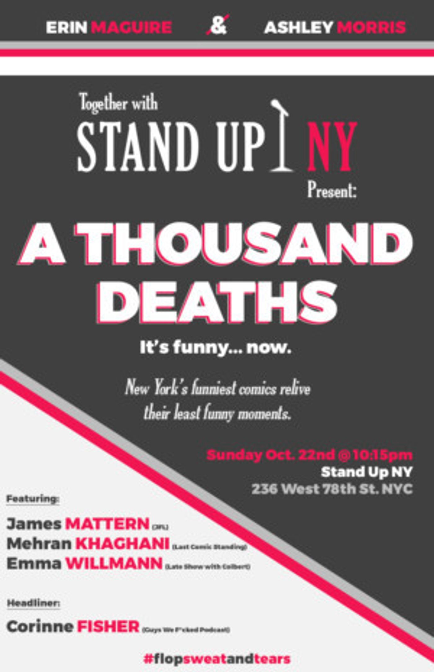 Stand Up NY to Present A THOUSAND DEATHS Storytelling Show  Image